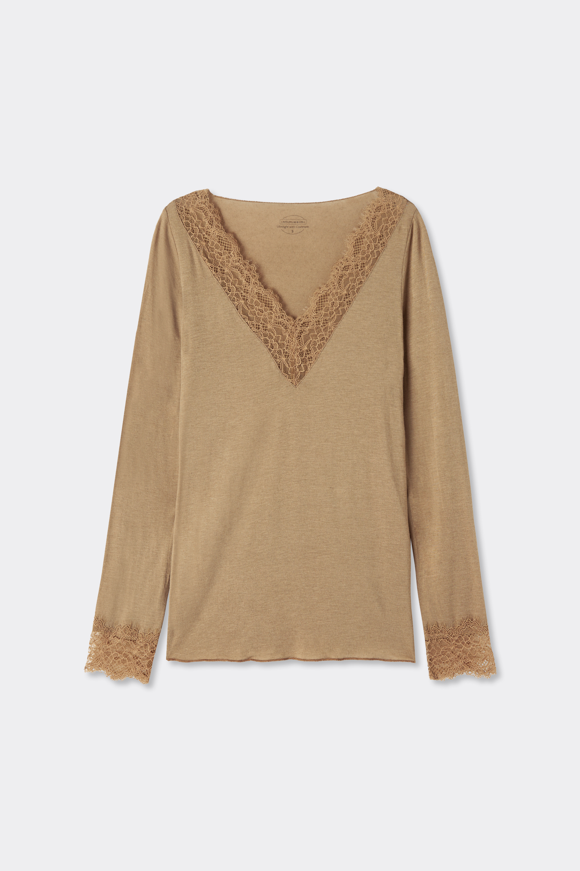 Maglia Scollo a V Ultralight con Cashmere e Pizzo