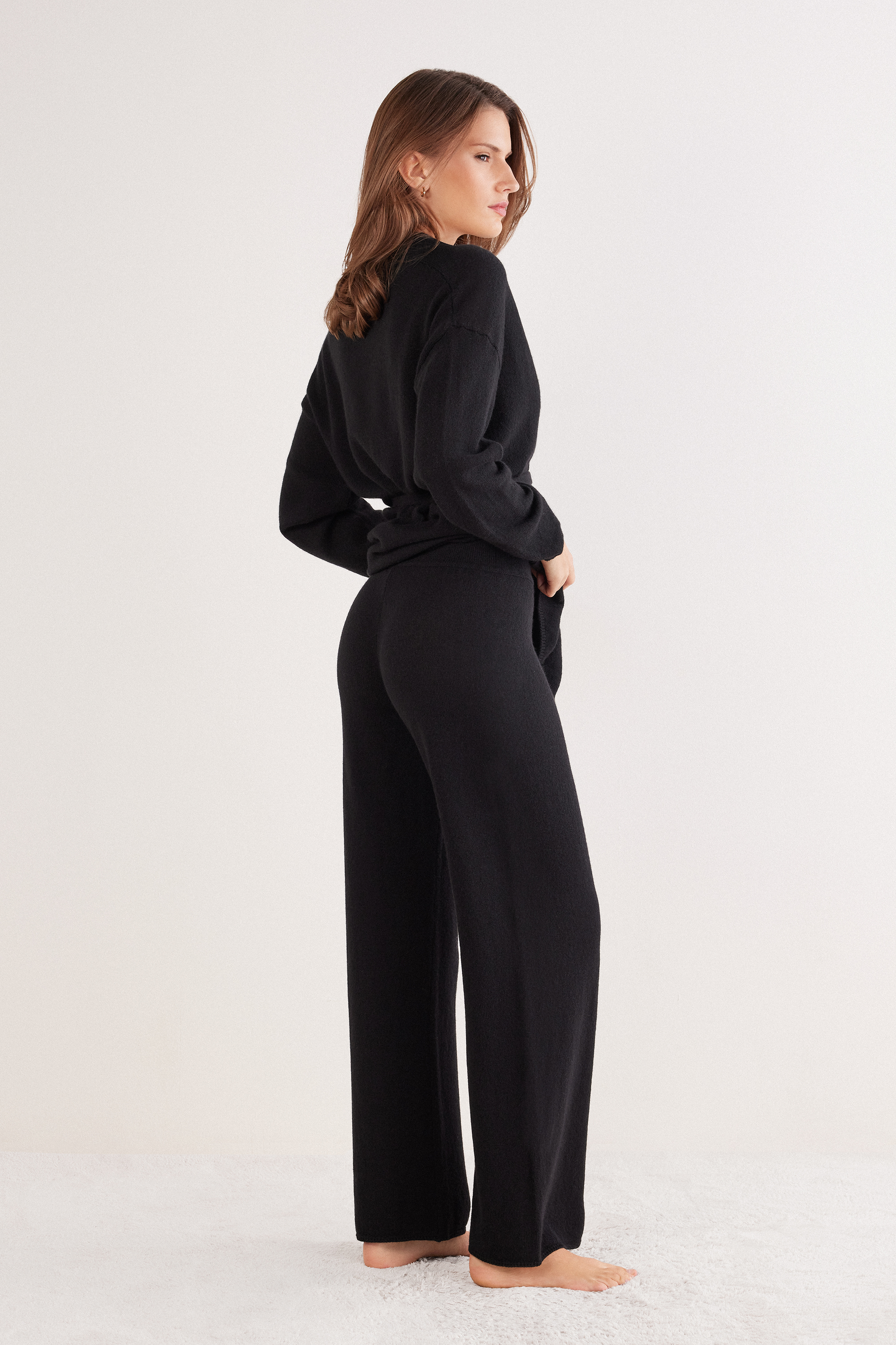 Pantaloni Lunghi a Palazzo 100% Cashmere