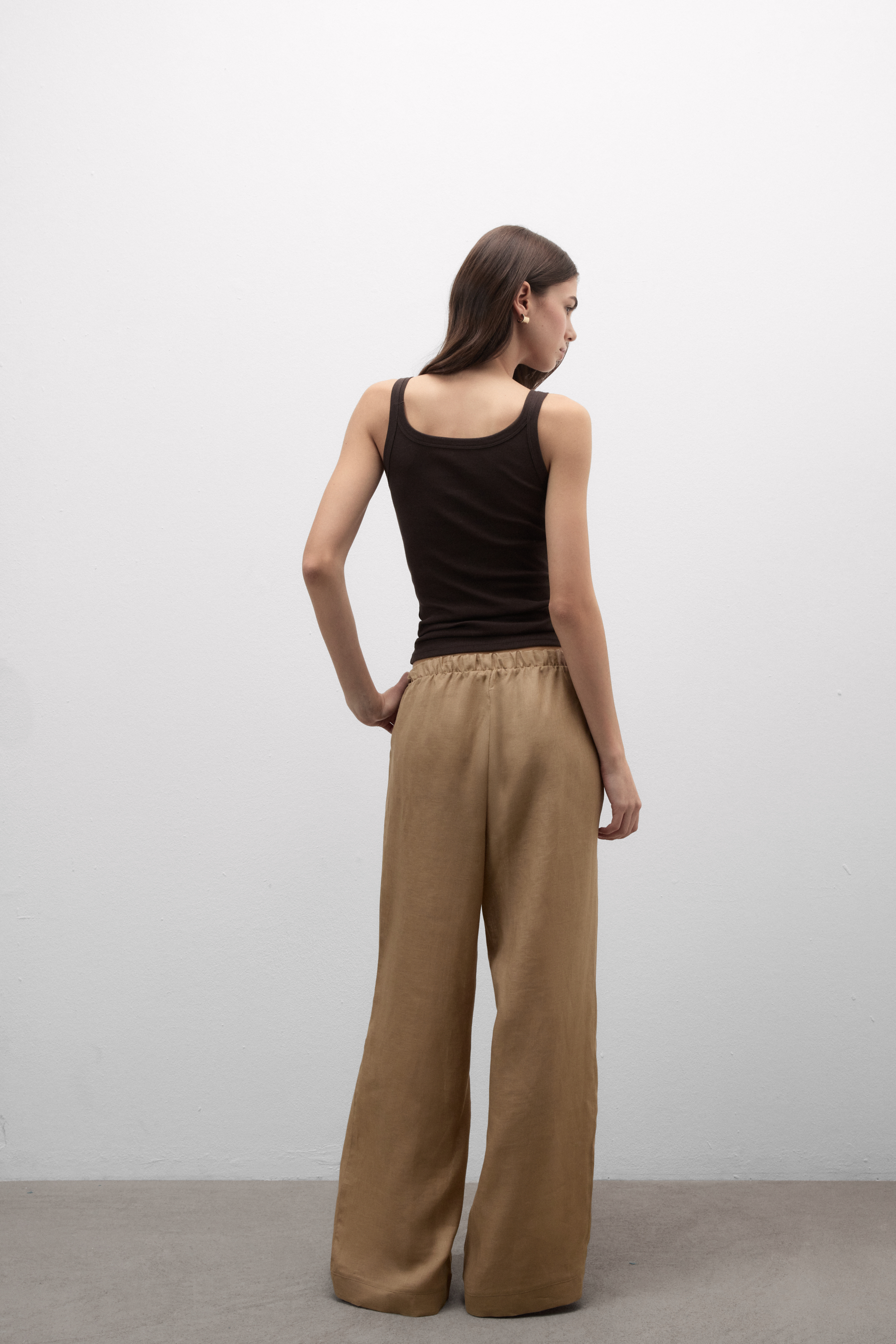 Pantalone Lungo con Coulisse in Tela di Lino The Pure Linen