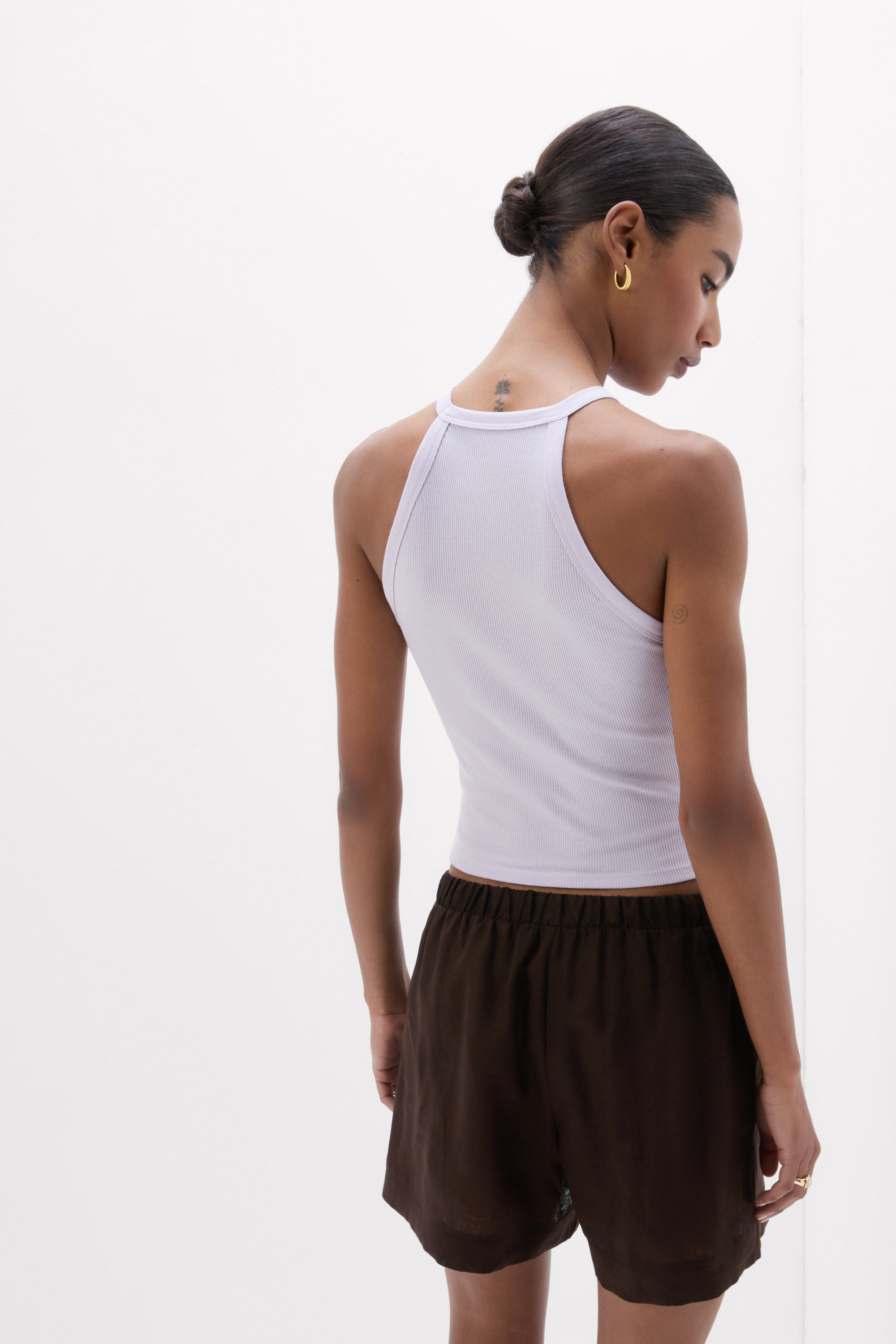 Crop Top a Costine in Cotone Superior
