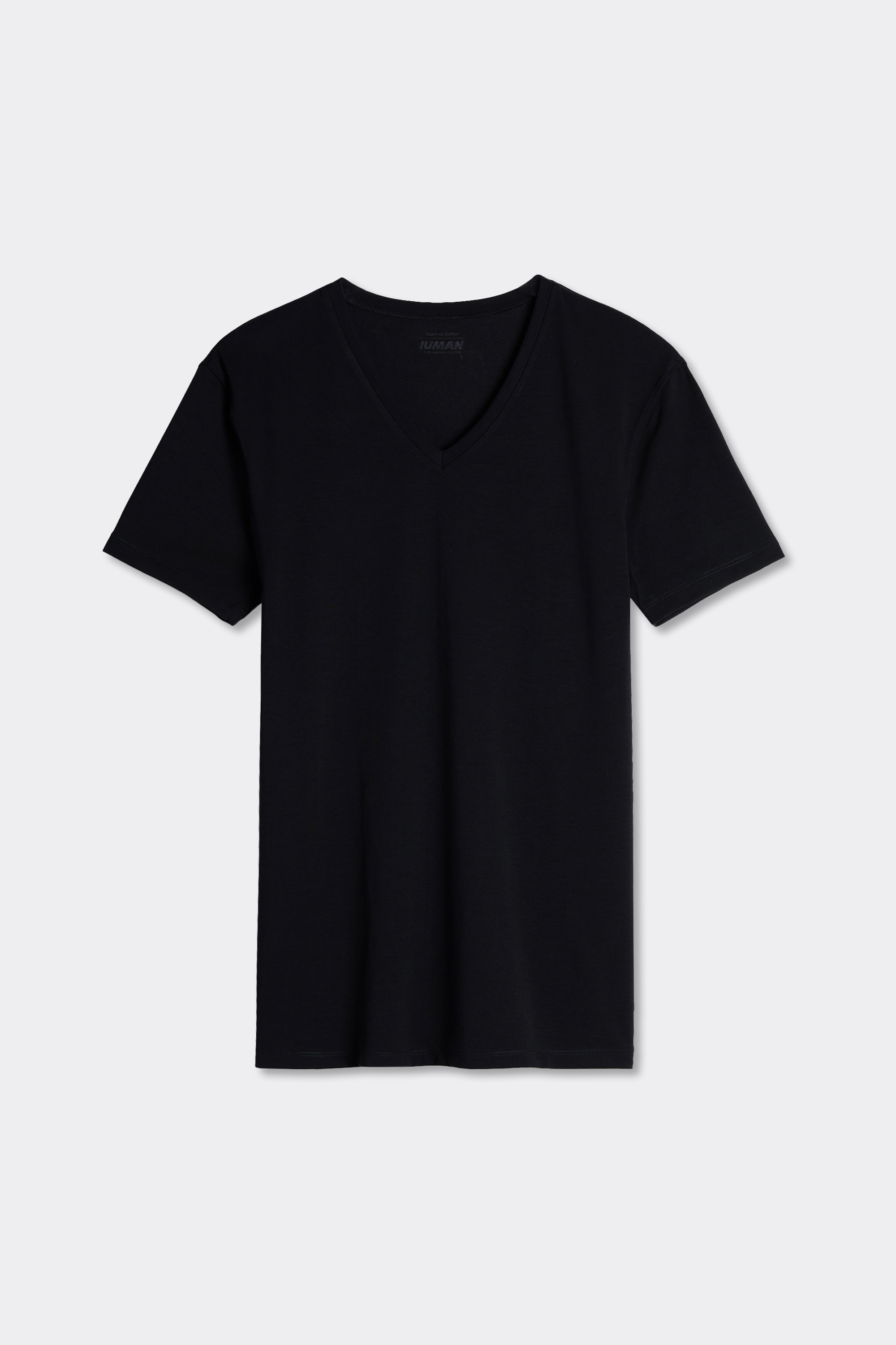 T-shirt con Scollo a V in Cotone Superior Elasticizzato