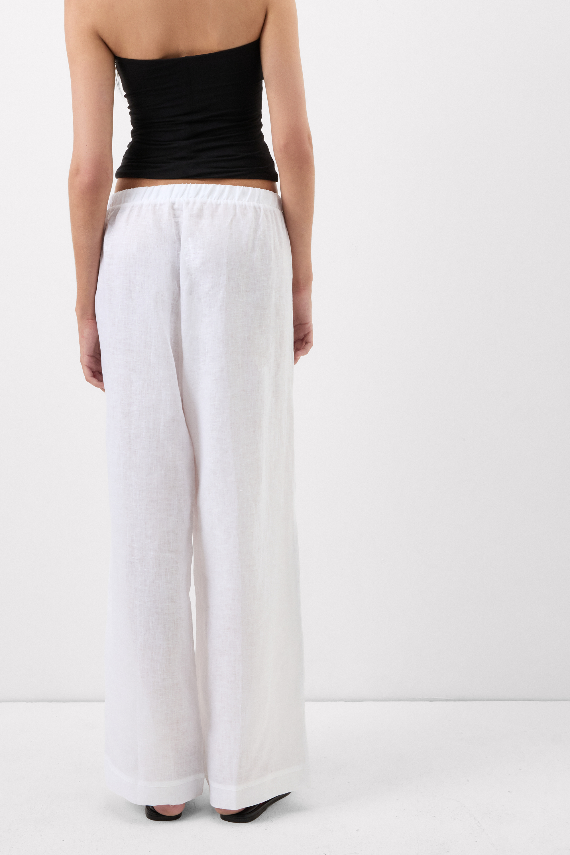 Pantalone Lungo con Coulisse in Tela di Lino The Pure Linen