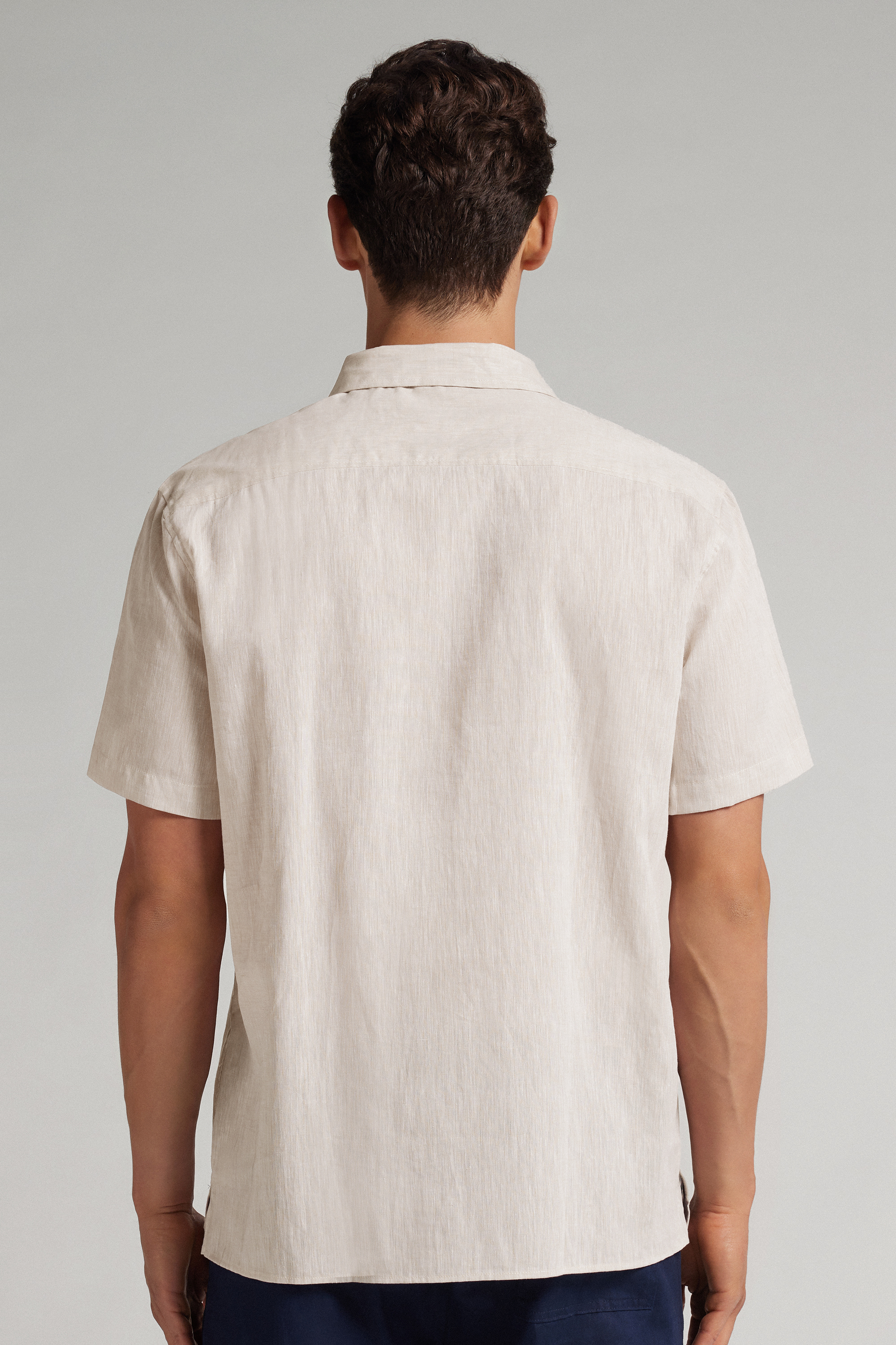 Camicia a Manica Corta in Lino e Cotone
