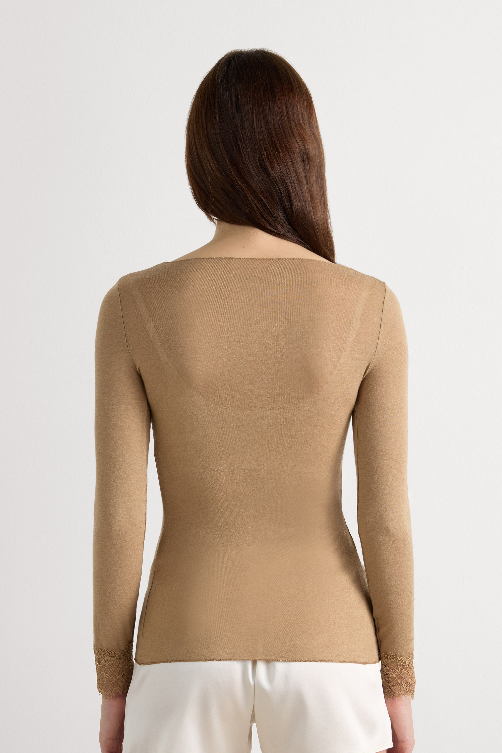 Maglia Scollo a V Ultralight con Cashmere e Pizzo