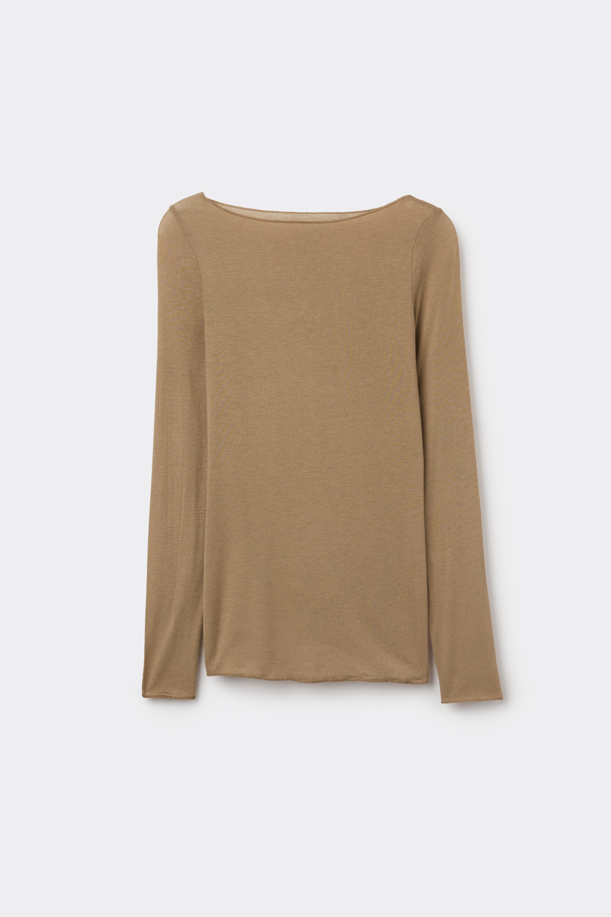Maglia Manica Lunga Ultralight con Cashmere e Scollo a Barchetta
