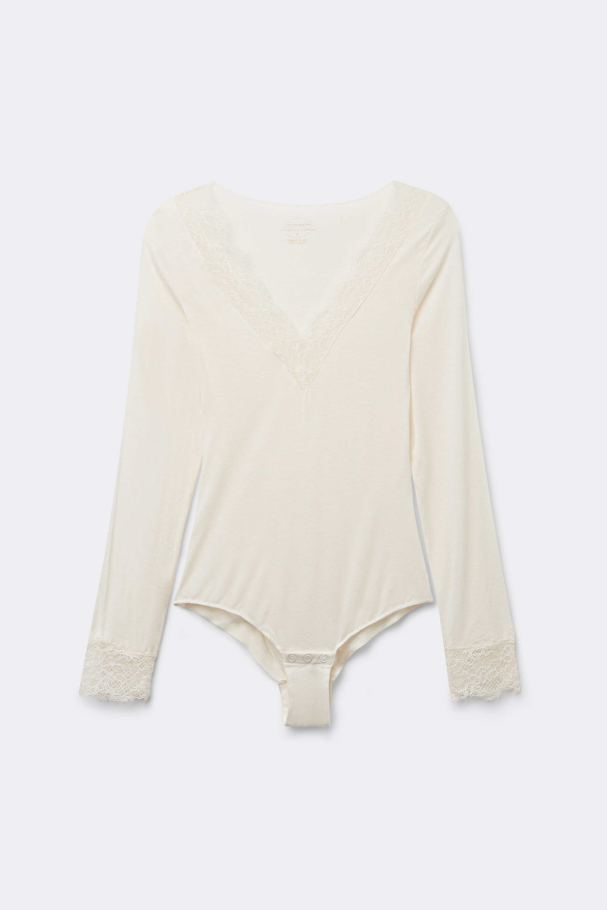 Body Manica Lunga Modal Ultralight con Cashmere e Pizzo