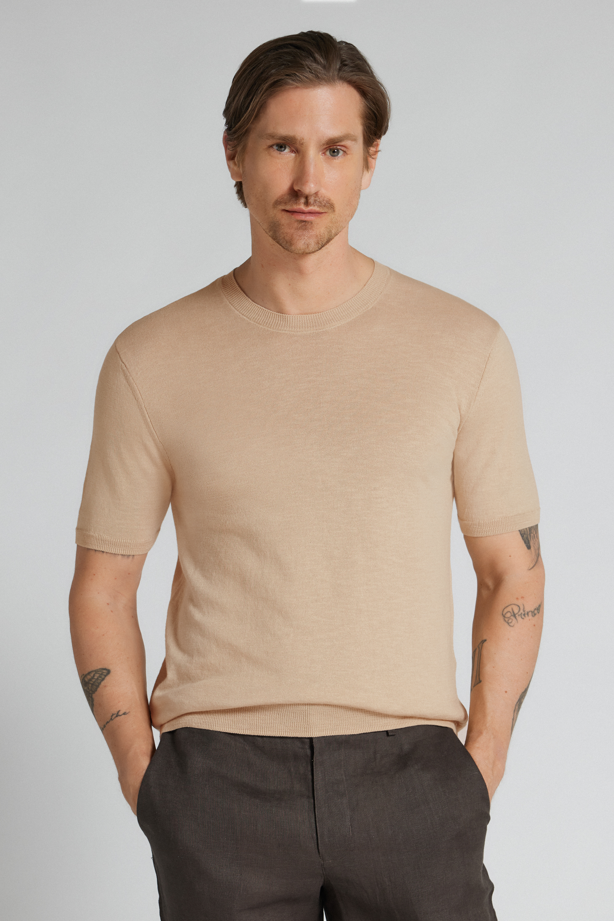 T-shirt in Maglia di Cotone Fiammato