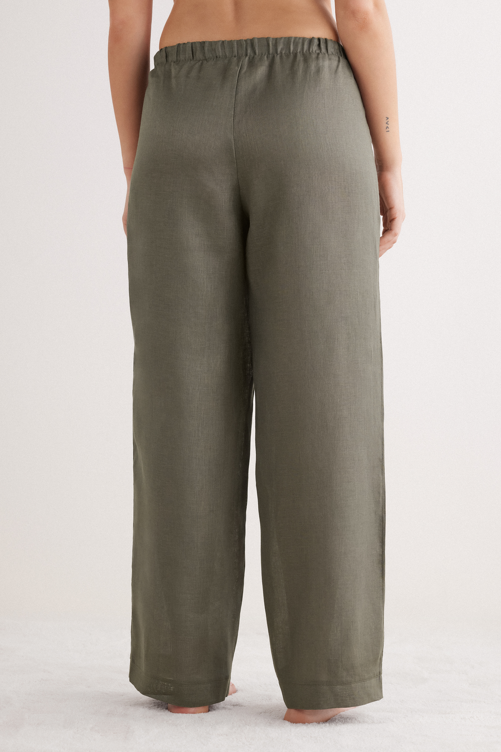 Pantalone Lungo con Coulisse in Tela di Lino The Pure Linen