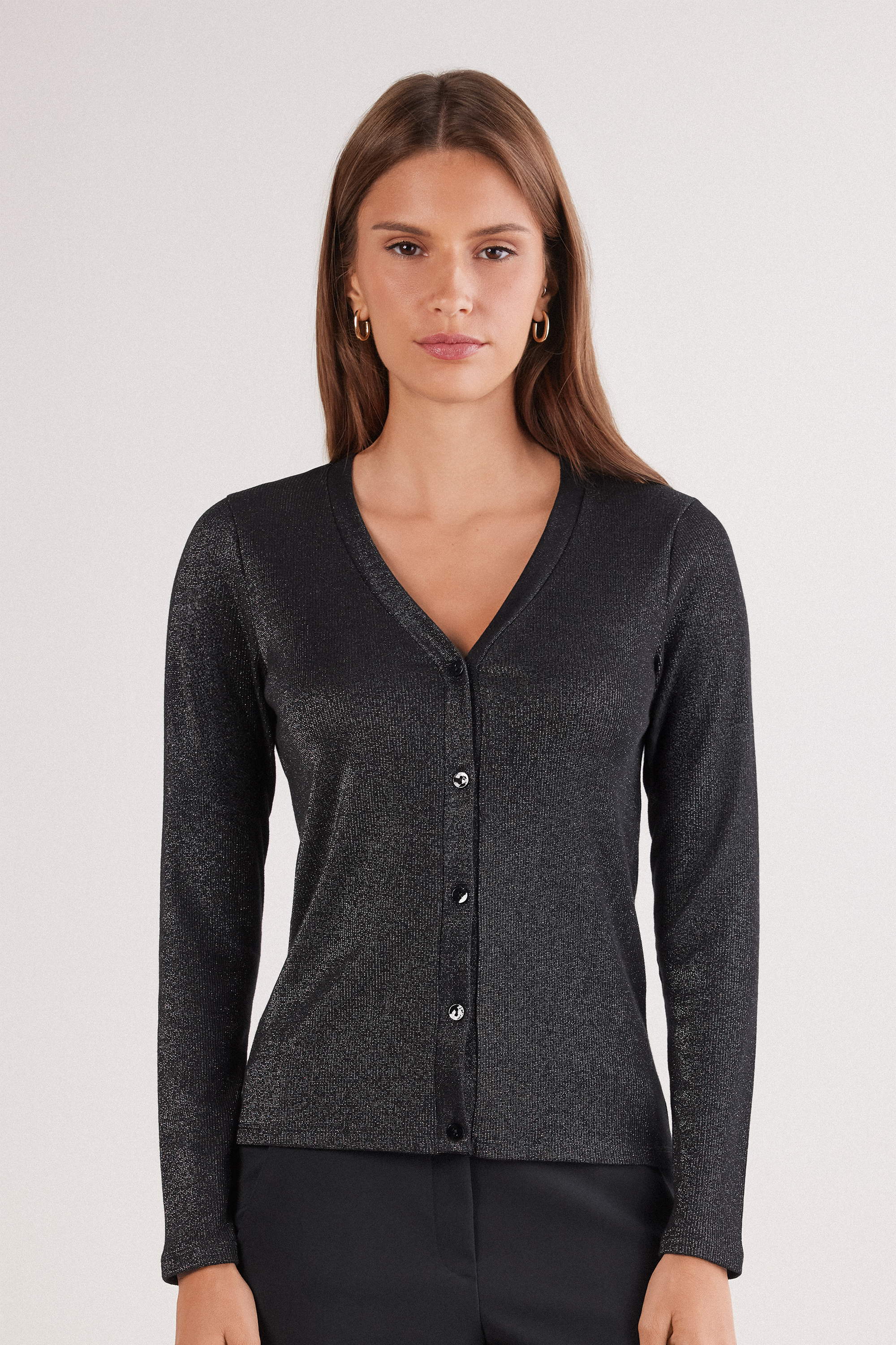 Cardigan a Costine in Cotone Lam&egrave;