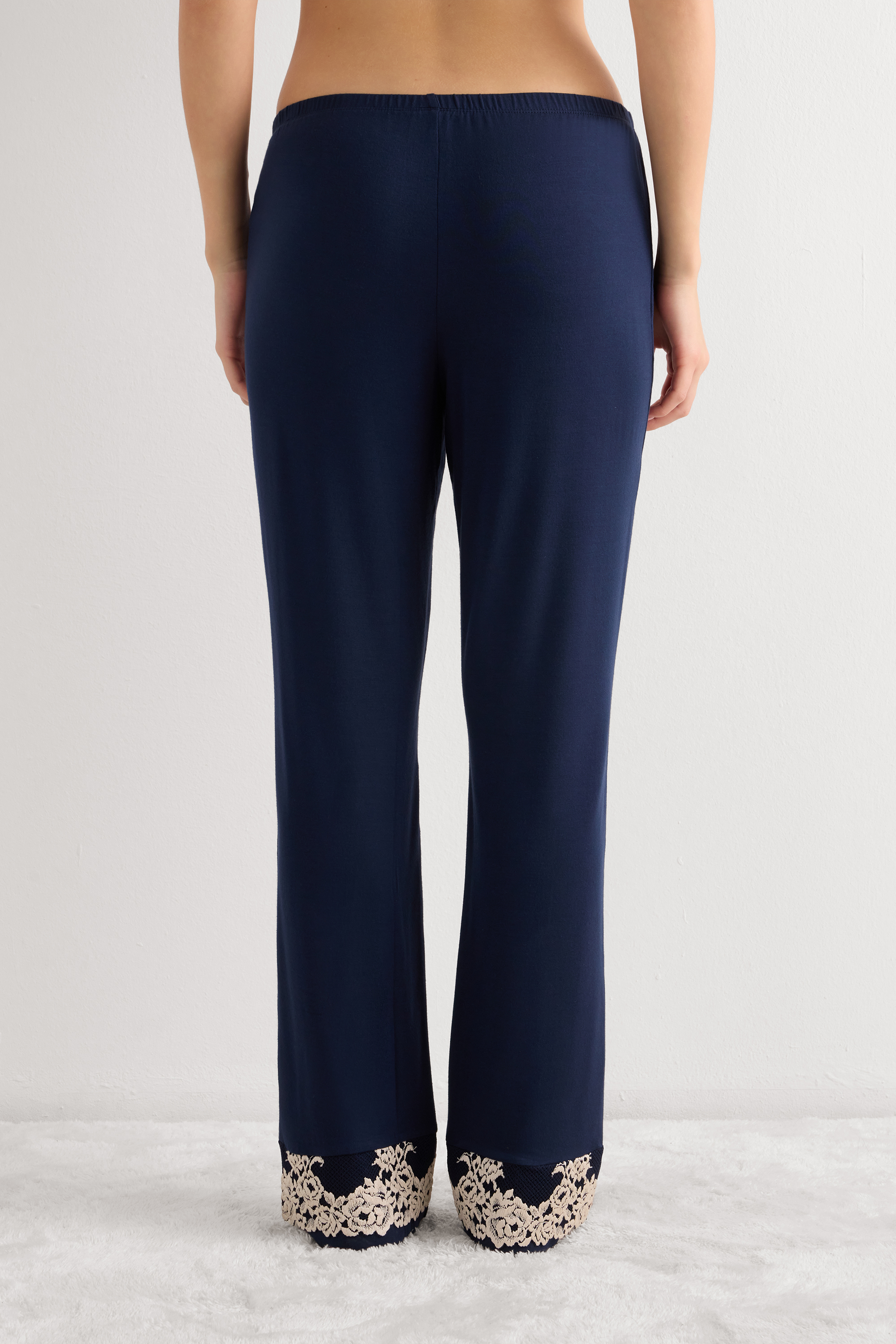 Pantalone Lungo in Modal con Balza Pretty Flowers