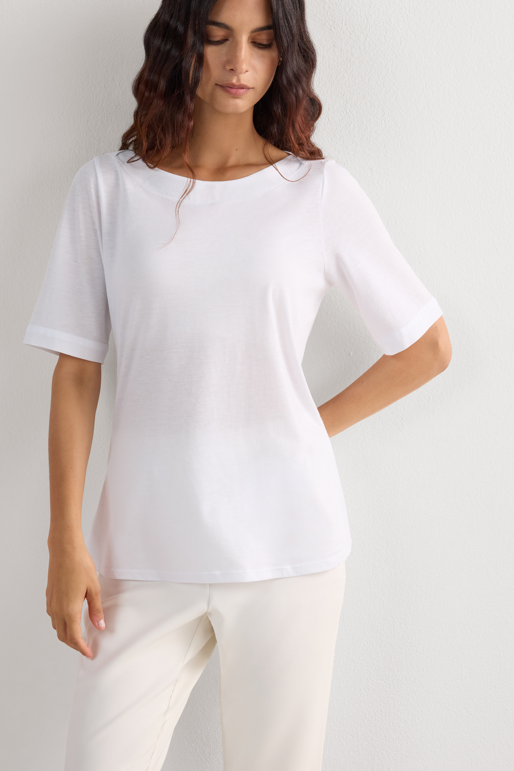 Maglia Manica Corta Scollo a Barchetta in Cotone Ultrafresh