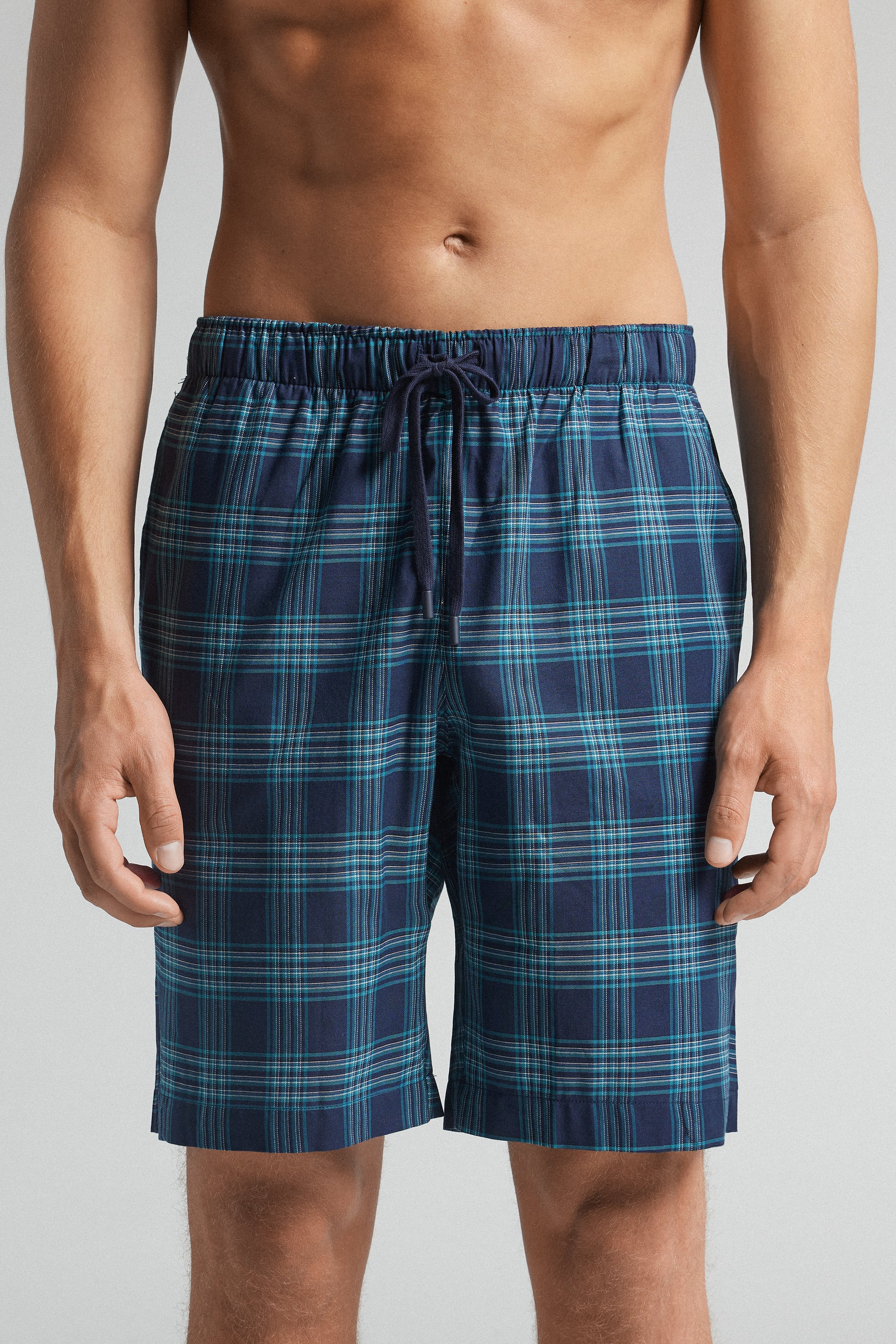 Pantalone Corto in Tela Stampa Check