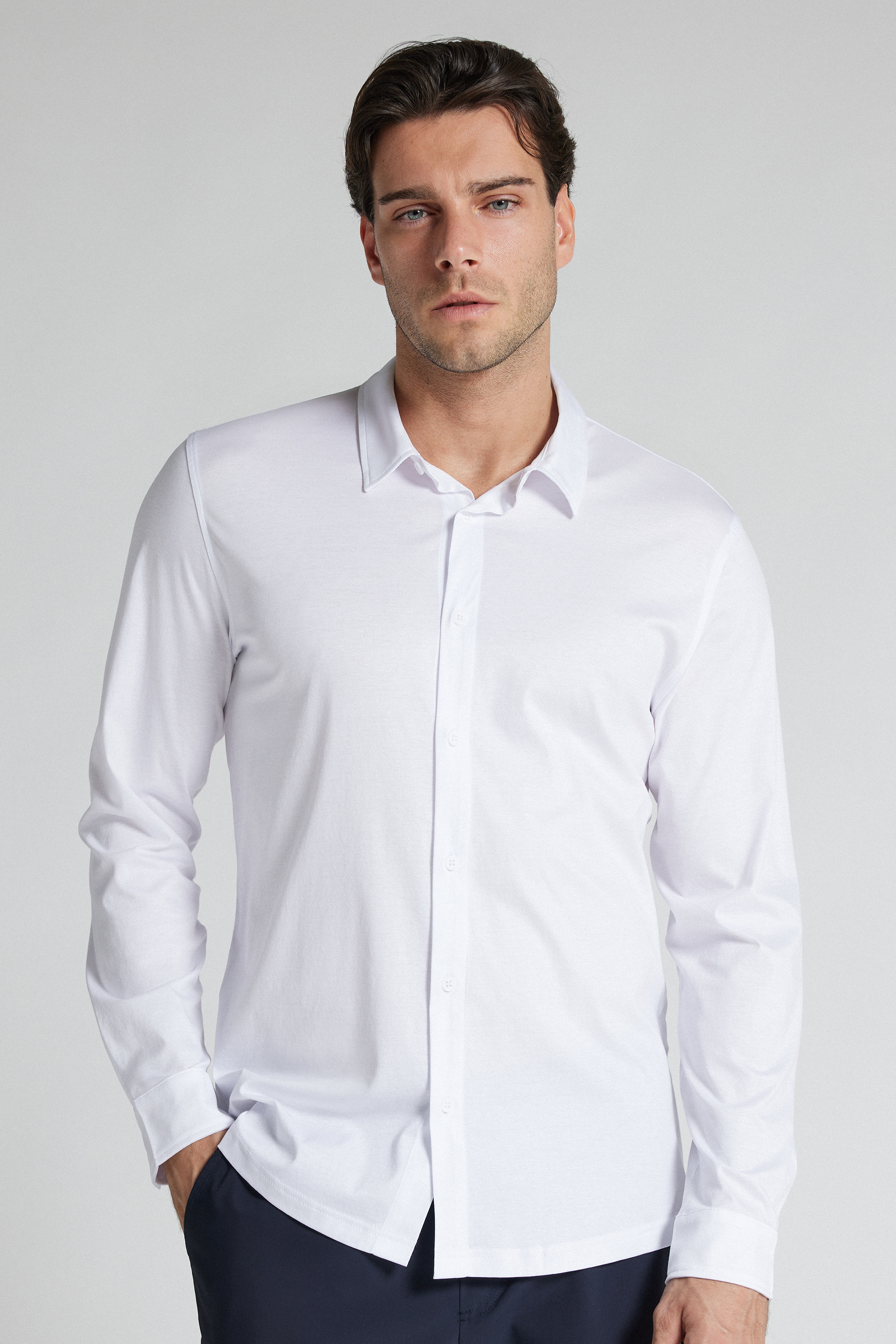 Camicia in Cotone Mercerizzato Superlight Manica Lunga filo Premium