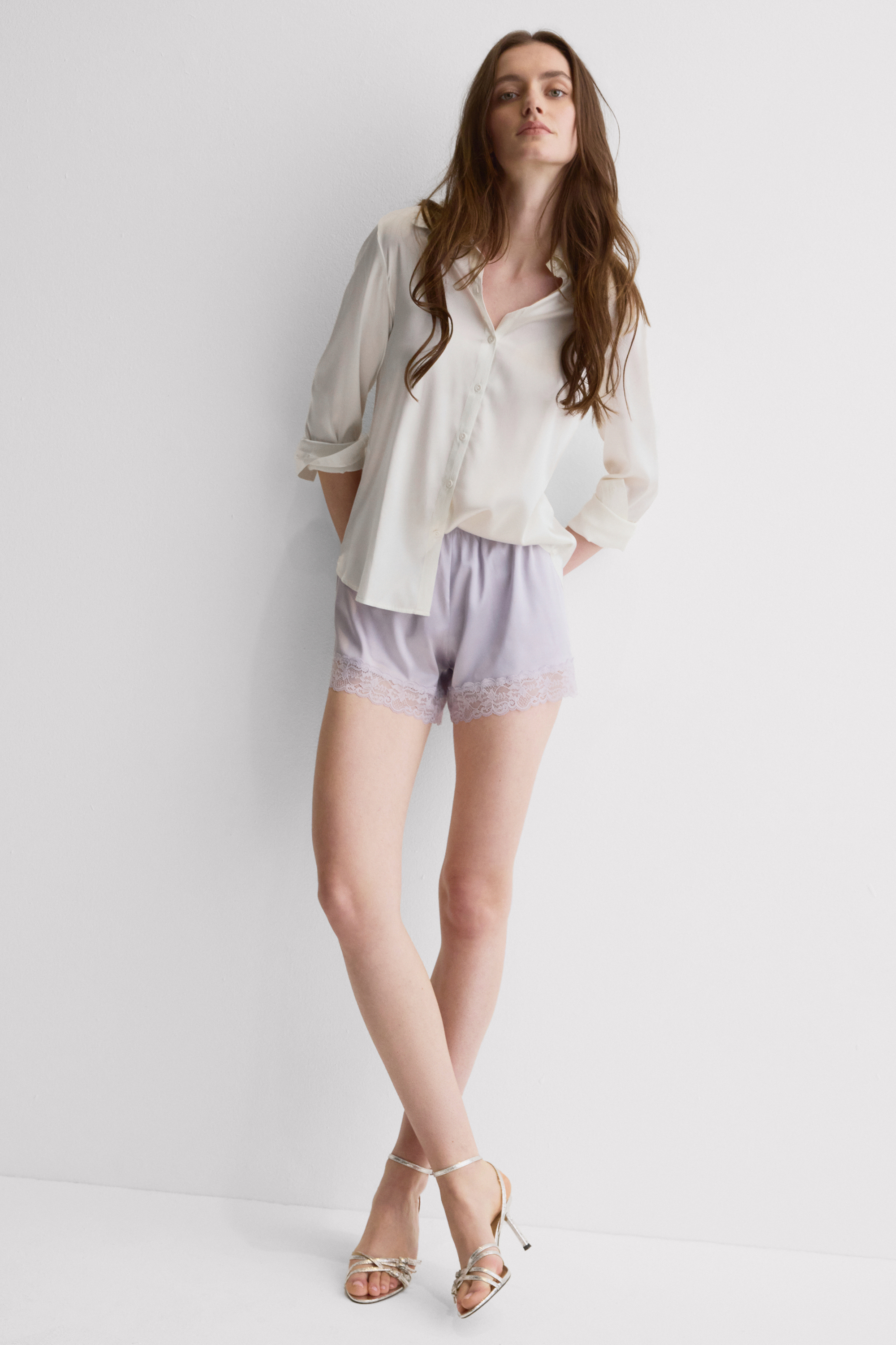 Pantaloncino in Seta con Pizzo