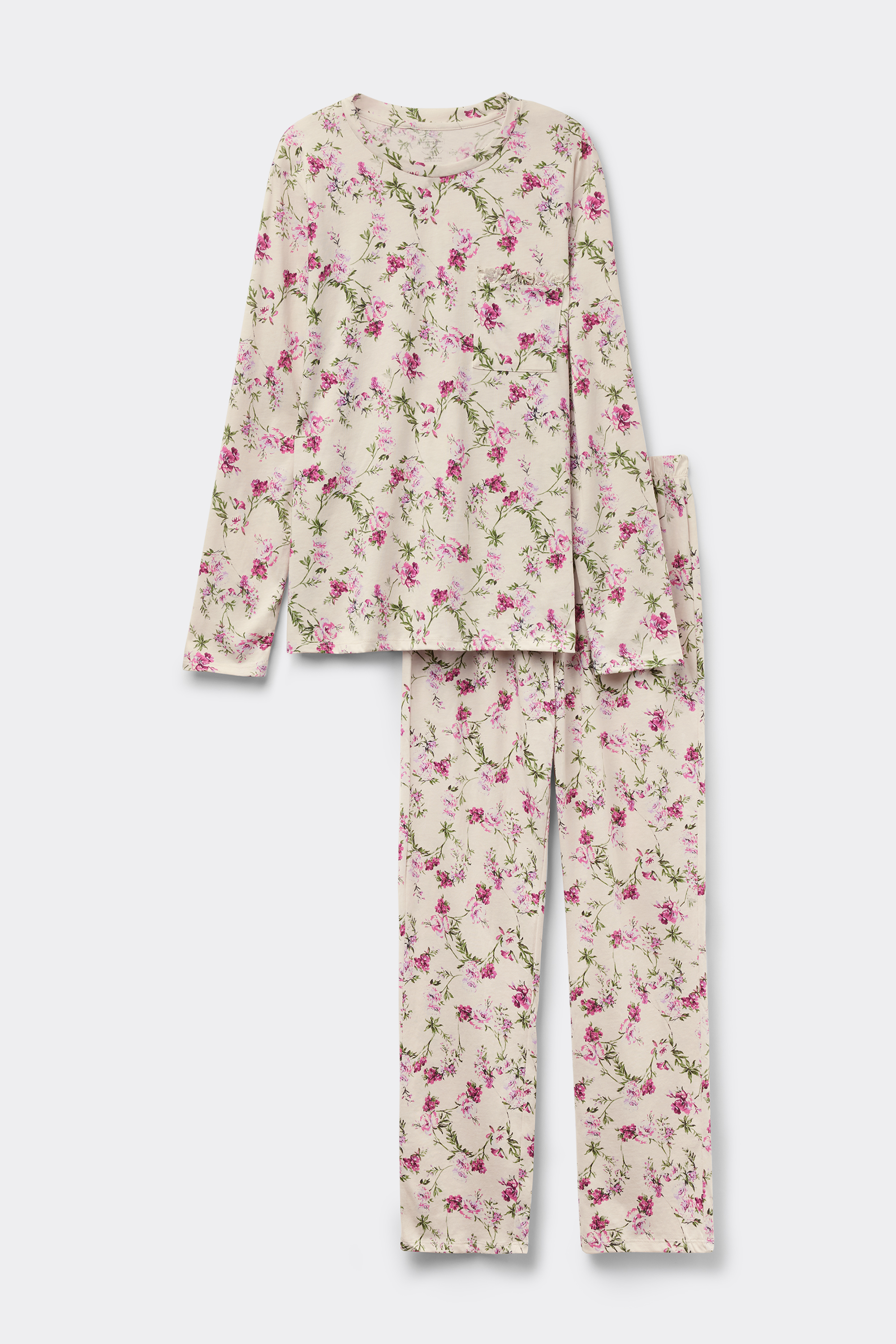 Pigiama Lungo in Cotone Superior Stampa Pretty Flowers