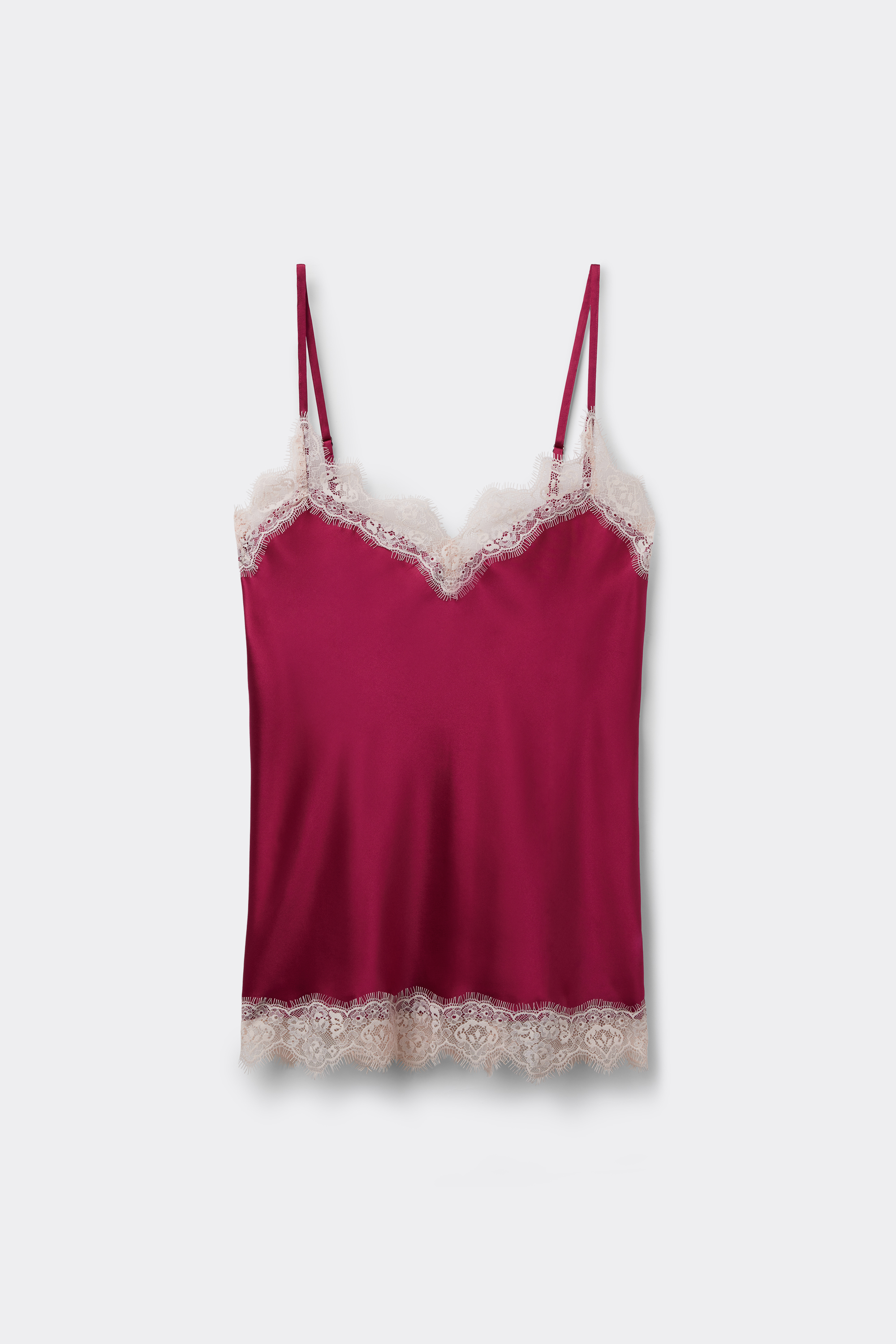 Top in Seta con Pizzo a Contrasto