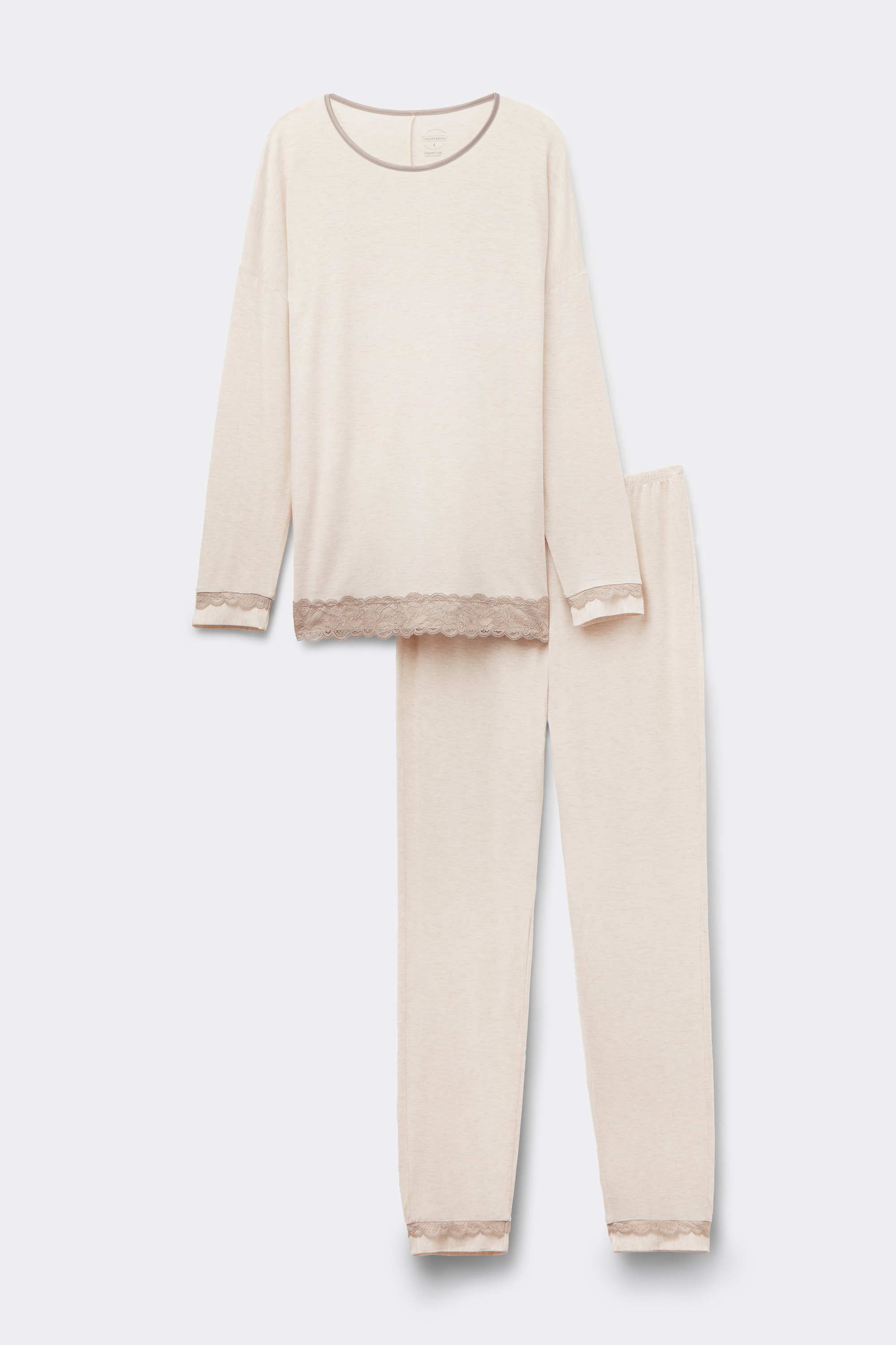 Pigiama Lungo in Modal con Pizzo