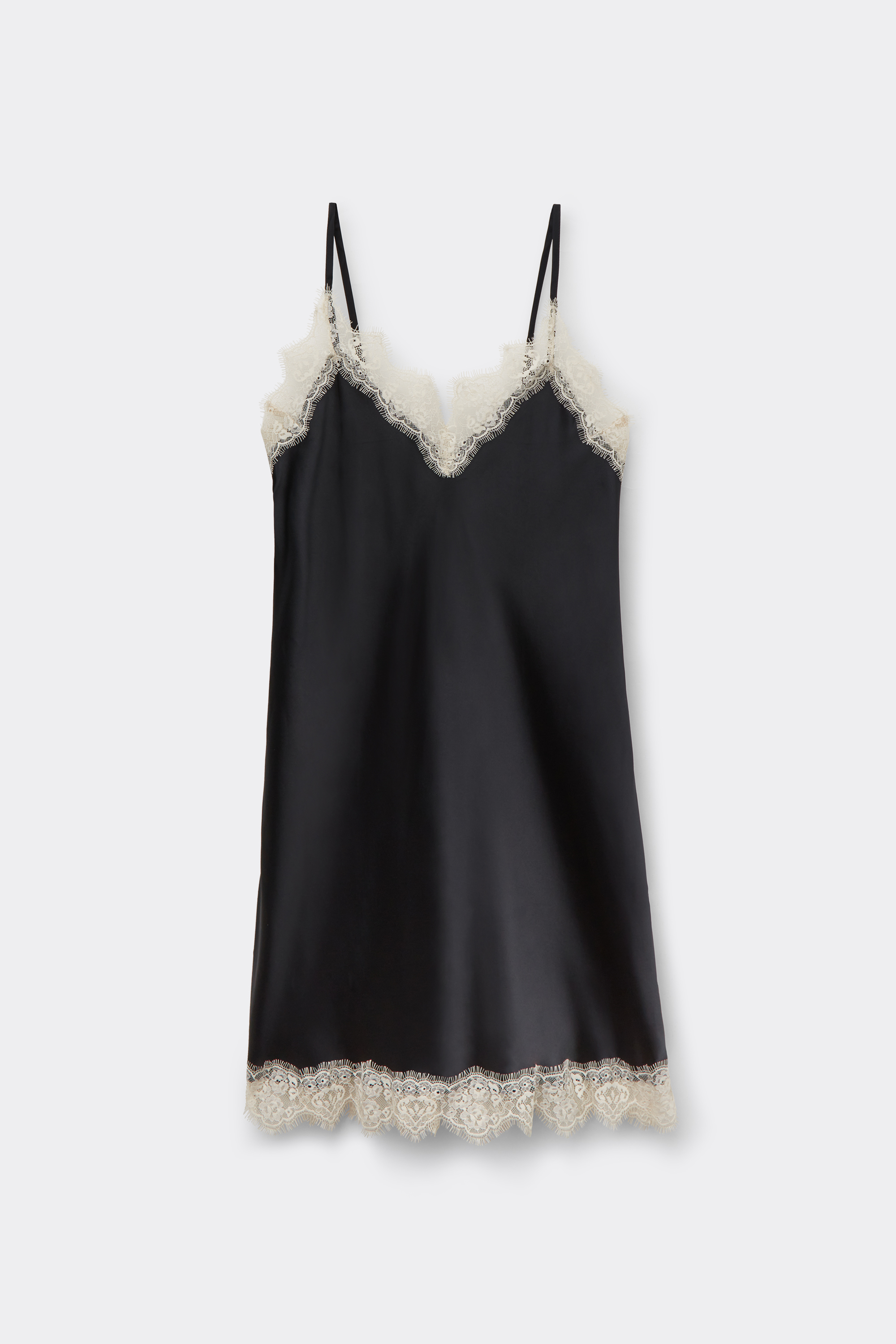 Sottoveste in Seta con Pizzo a Contrasto