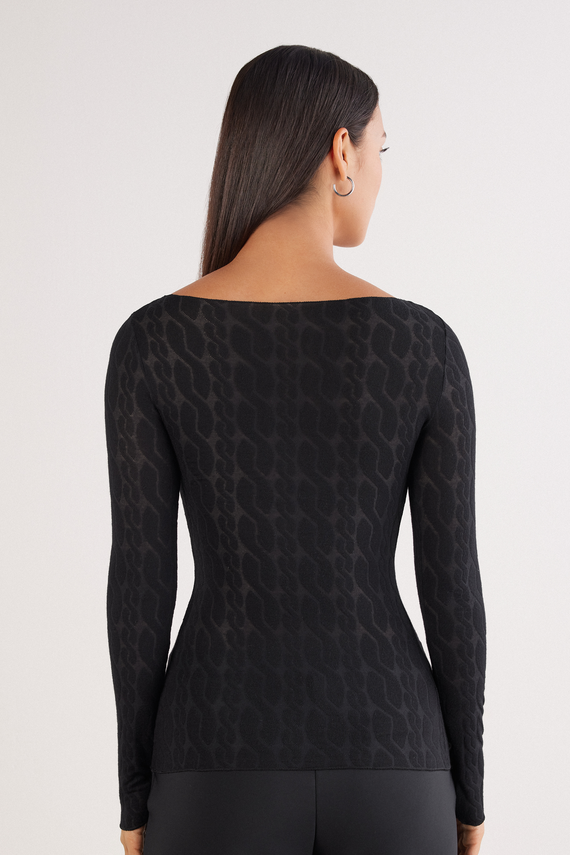 Maglia Scollo a Barchetta Treccia in Ultralight con Cashmere