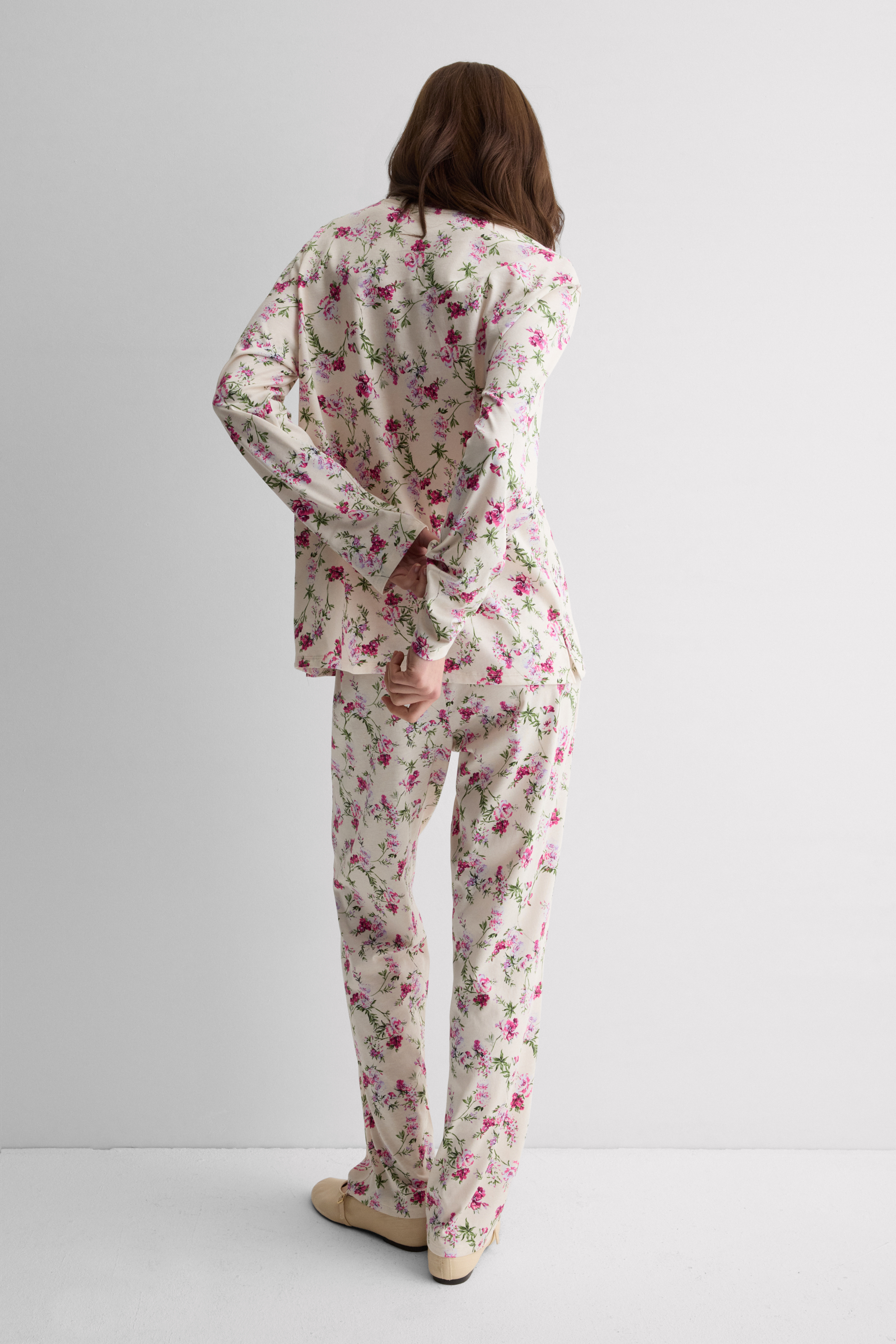 Pigiama Lungo in Cotone Superior Stampa Pretty Flowers