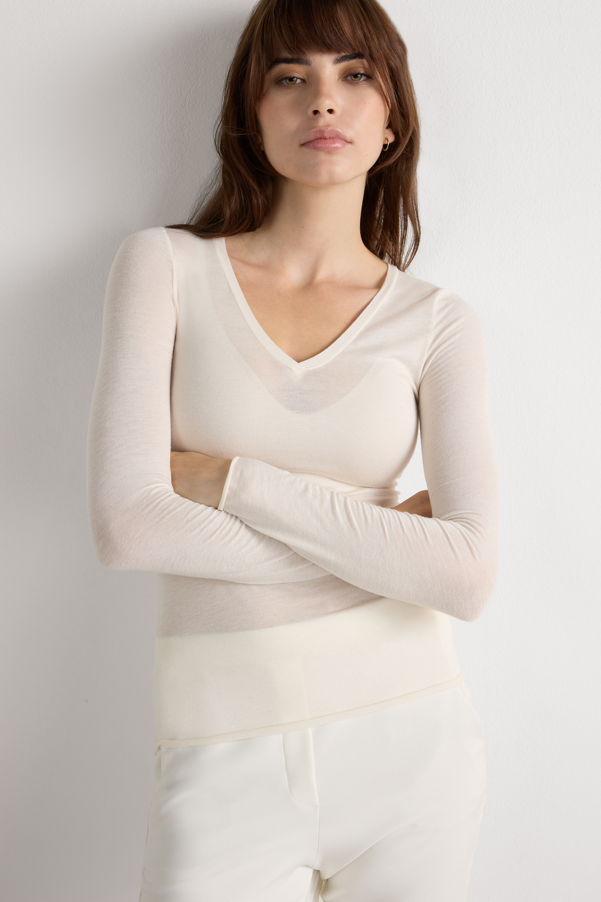 Maglia Scollo a V in Modal Ultralight con Cashmere