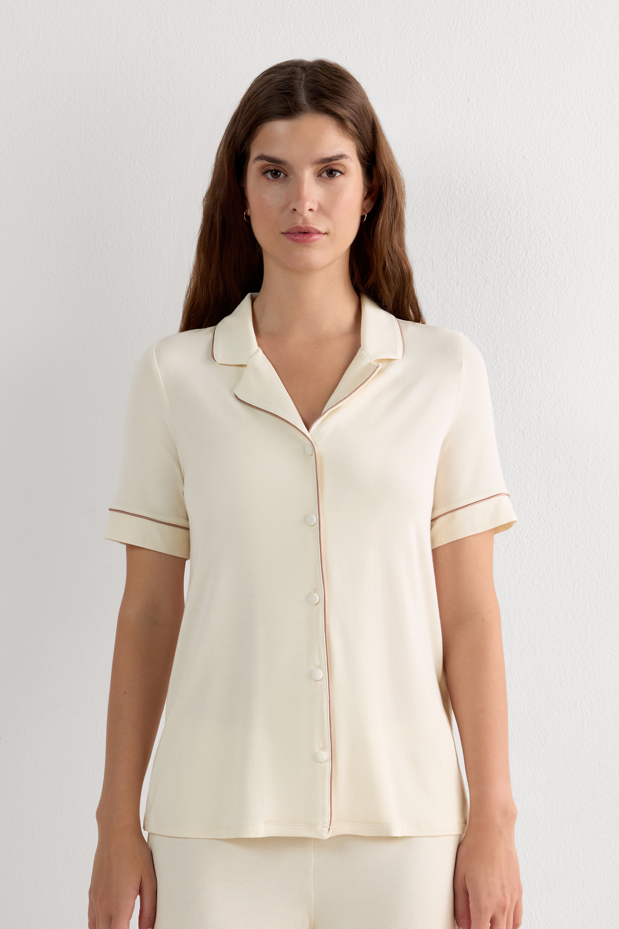 Maglia Manica Corta Aperta Davanti in Modal