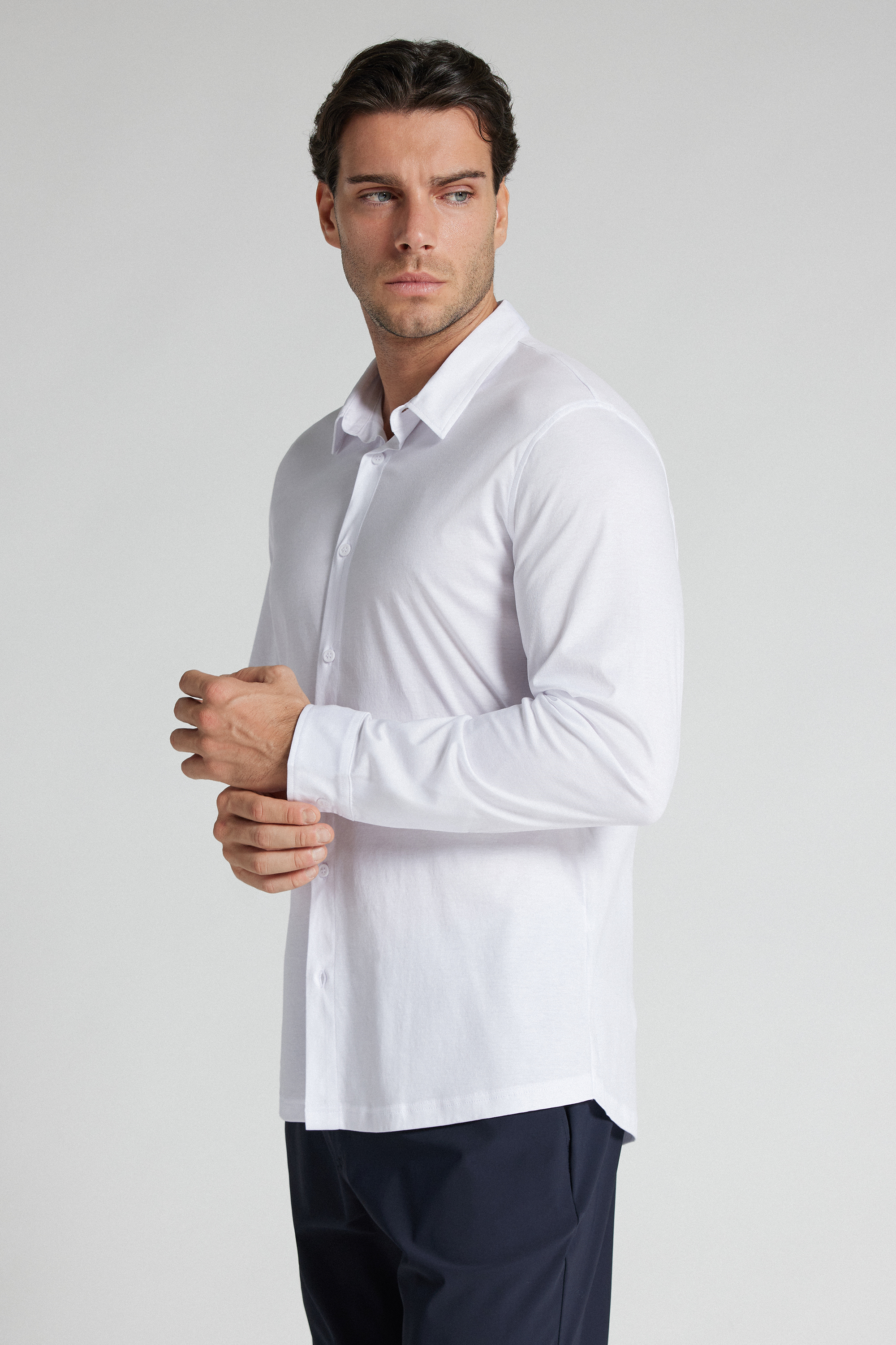 Camicia in Cotone Mercerizzato Superlight Manica Lunga filo Premium