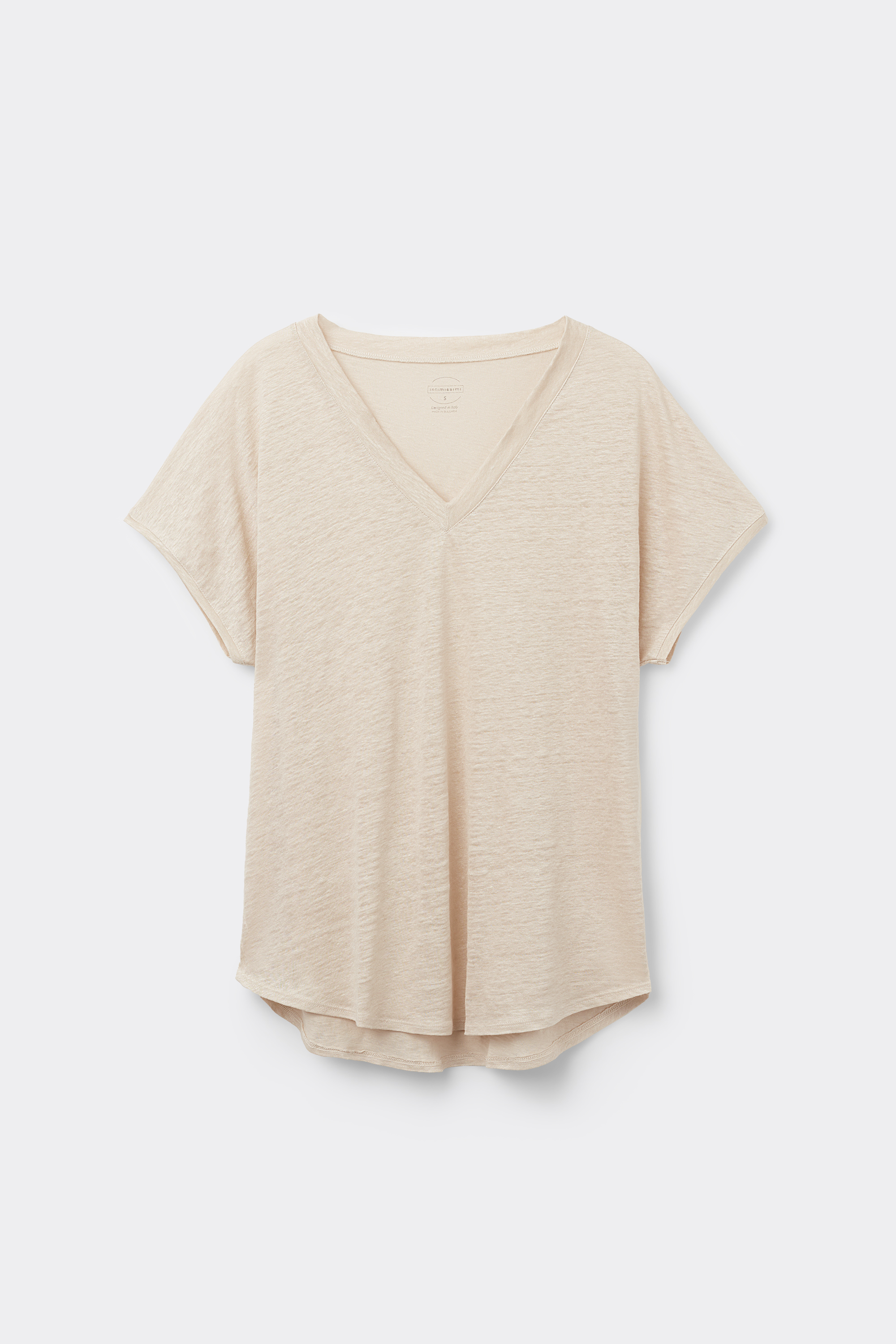 Maglia Manica Corta con Scollo a V in Lino The Pure Linen