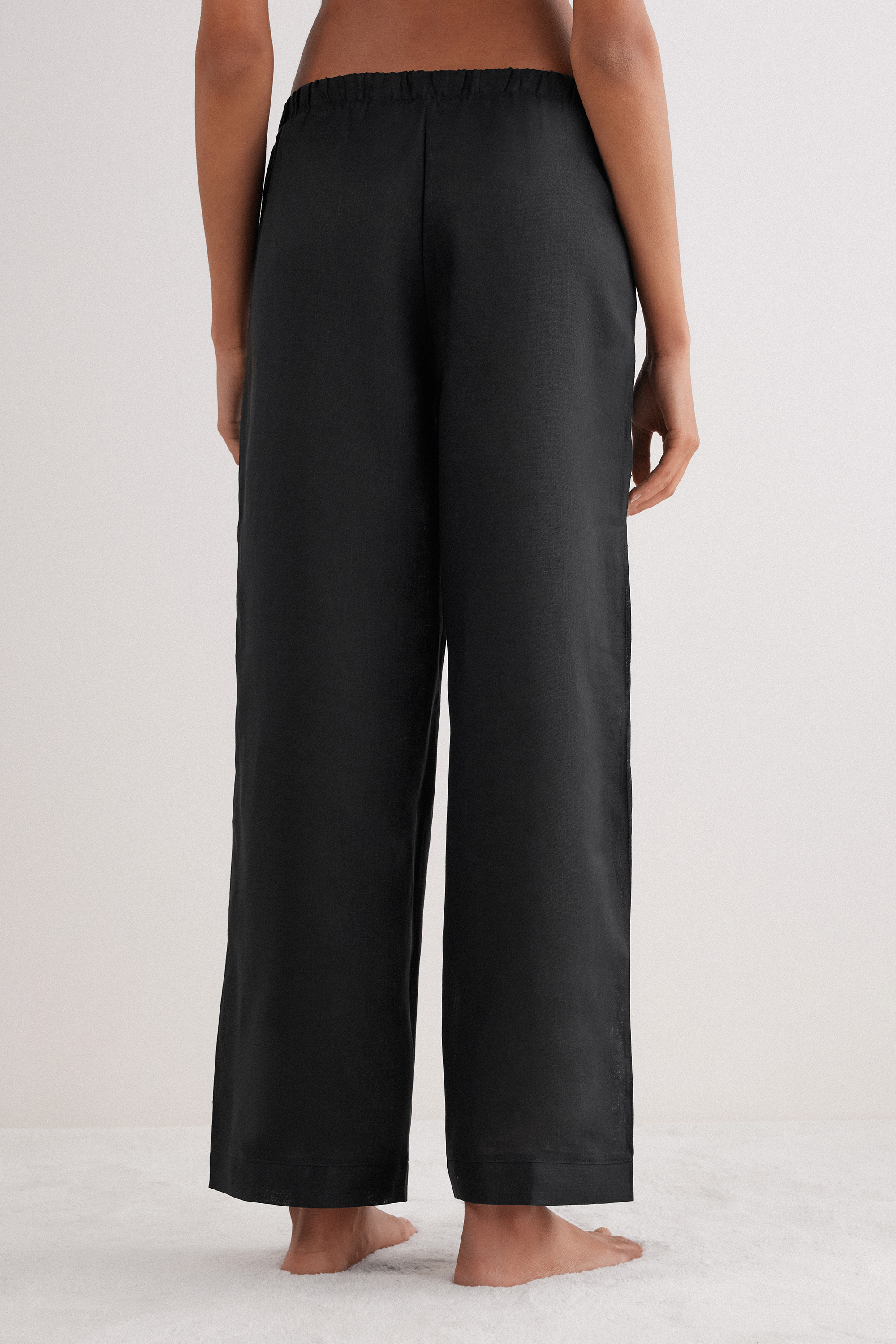 Pantalone Lungo con Coulisse in Tela di Lino The Pure Linen