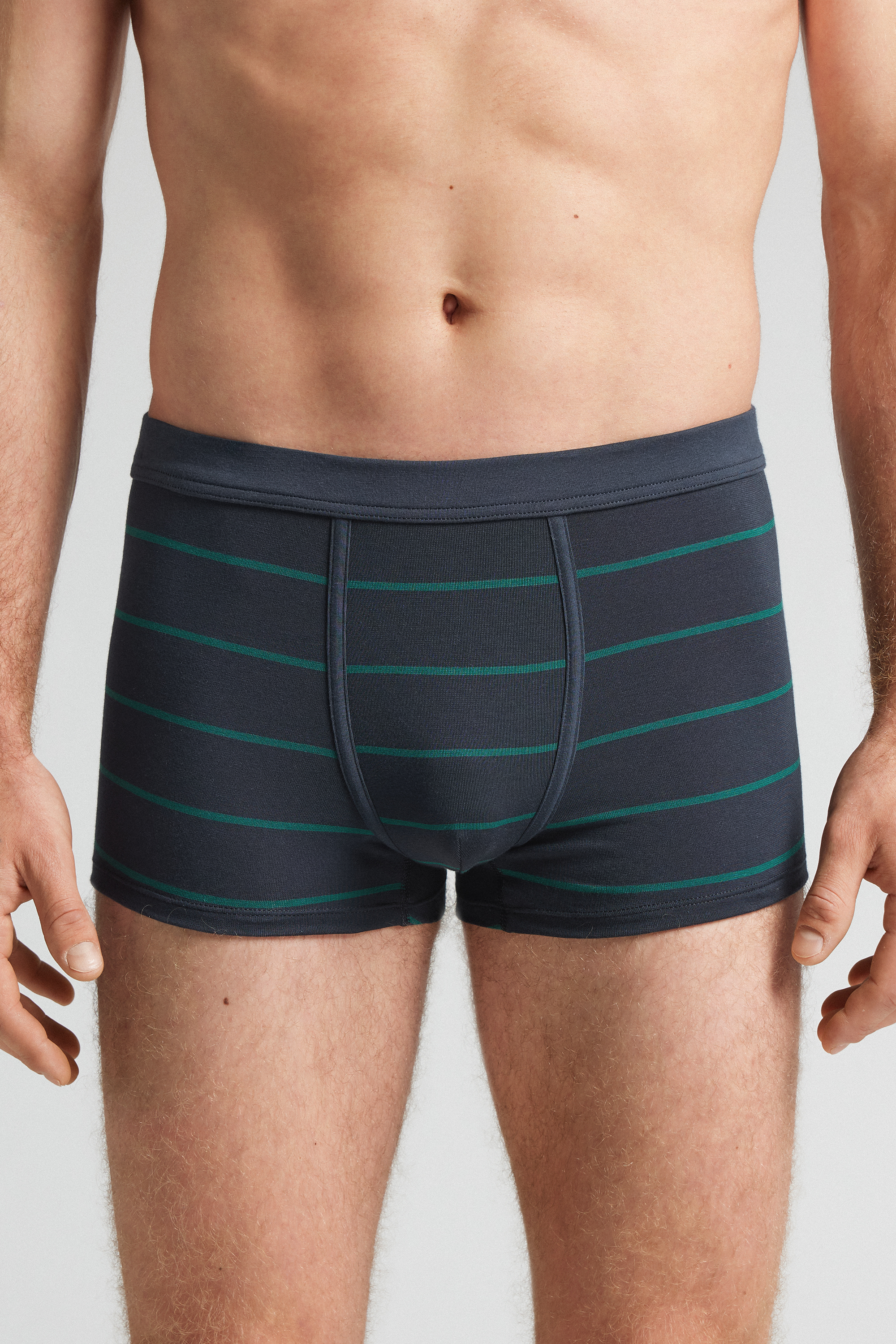 Boxer Cotone Superior Stampa Righe Blu Verde
