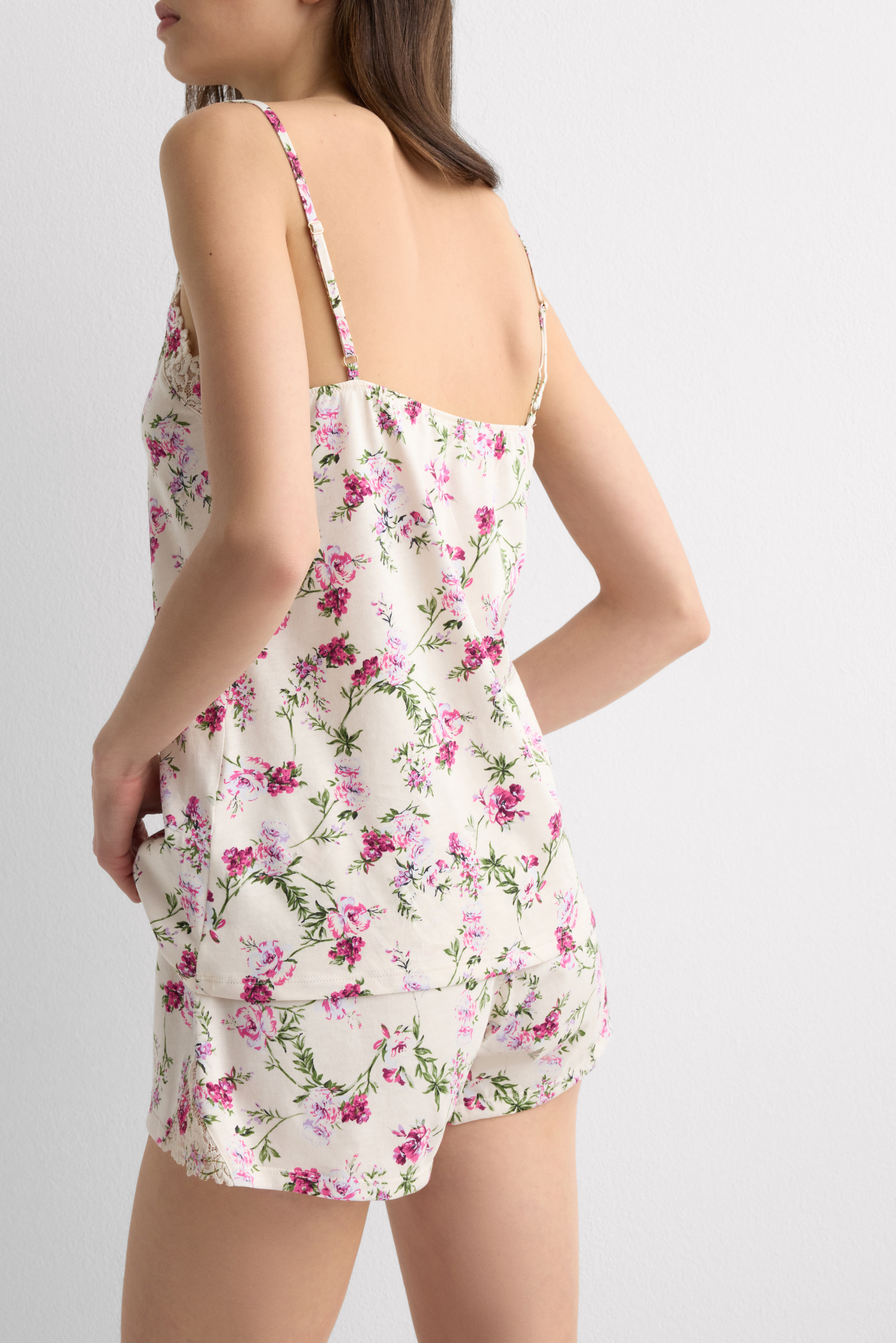 Pigiama Corto con Top in Cotone Superior Stampa Pretty Flowers