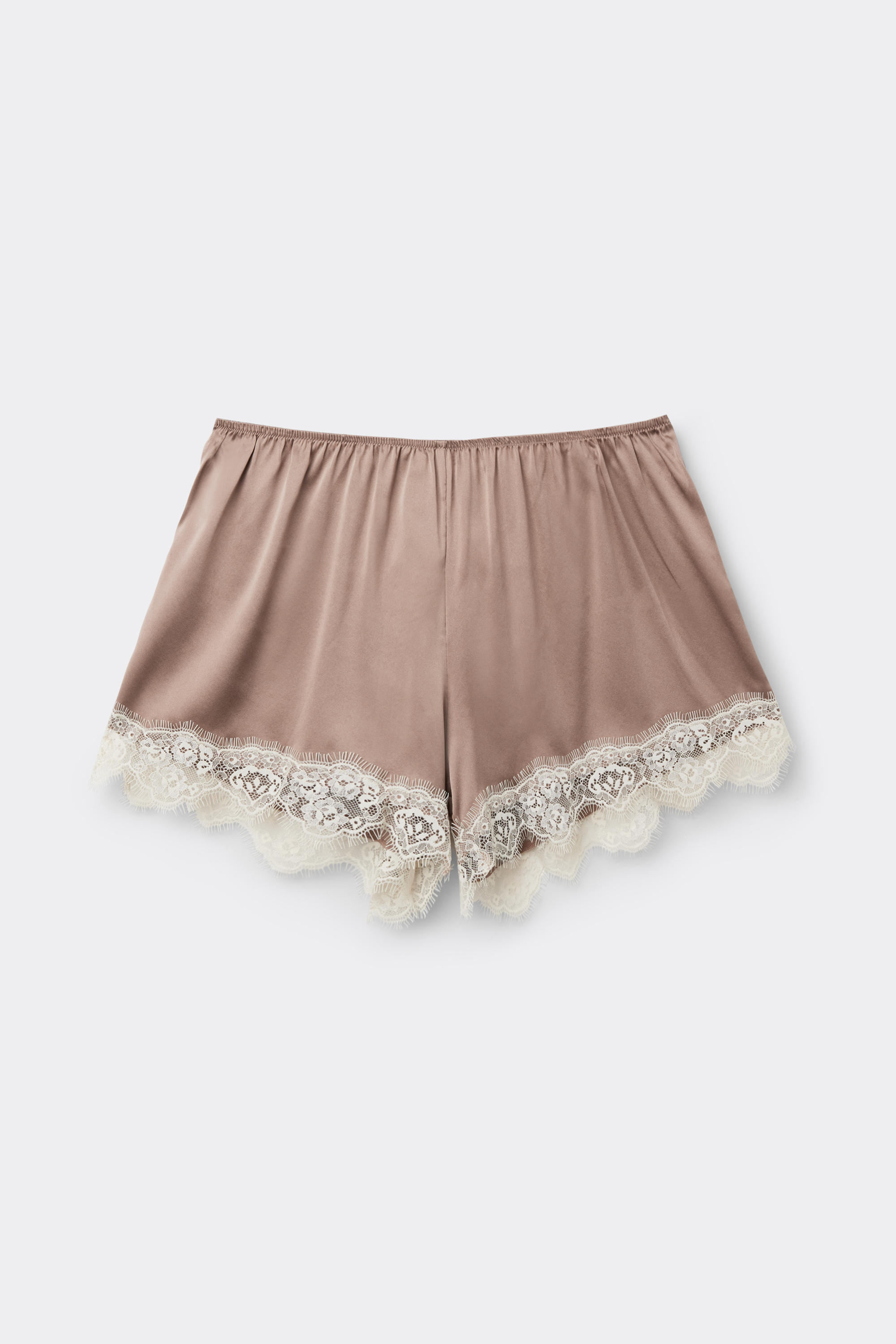 Pantaloncino in Seta con Pizzo a Contrasto
