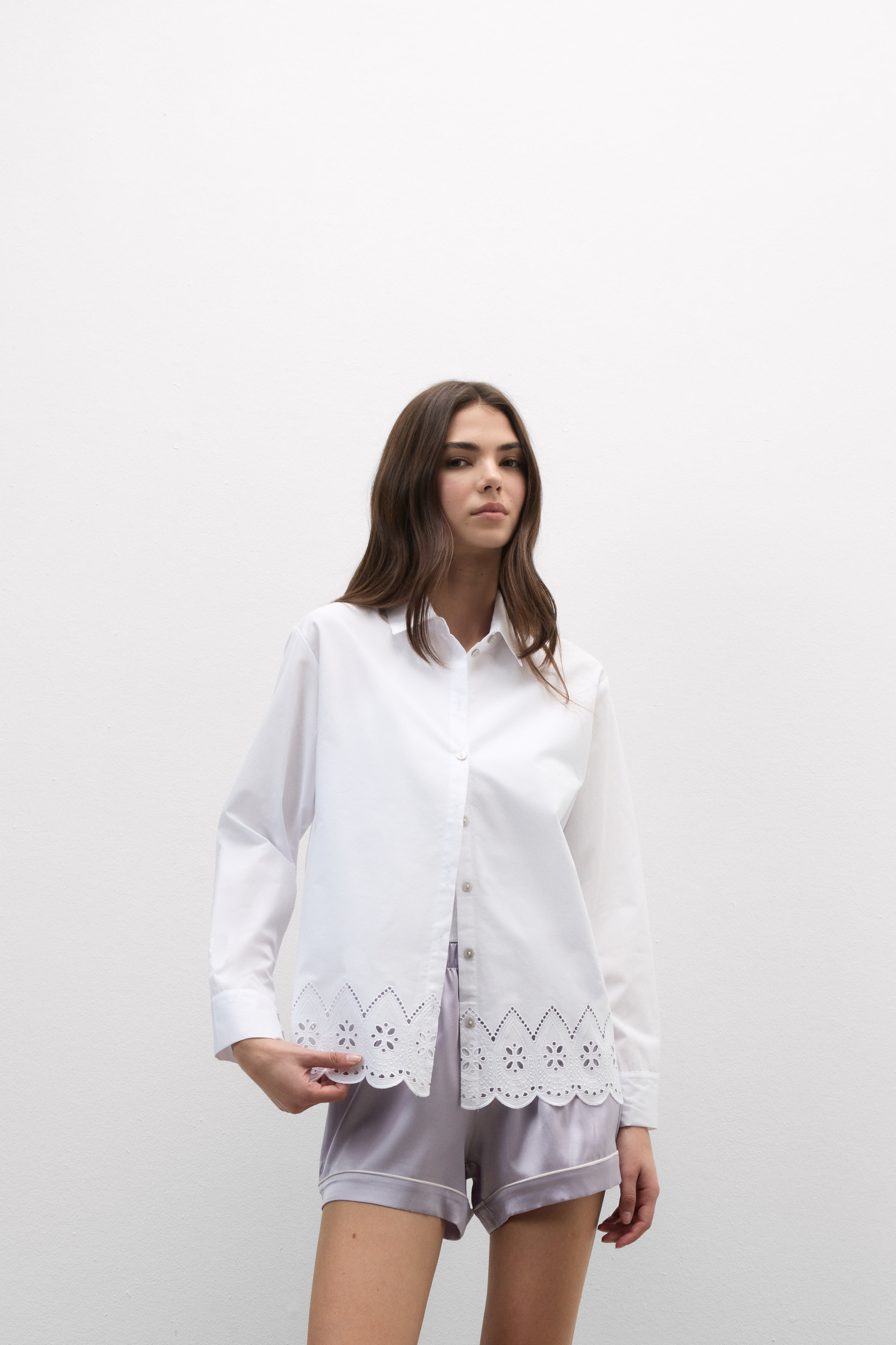 Camicia in Tela di Cotone Sangallo Made with Love