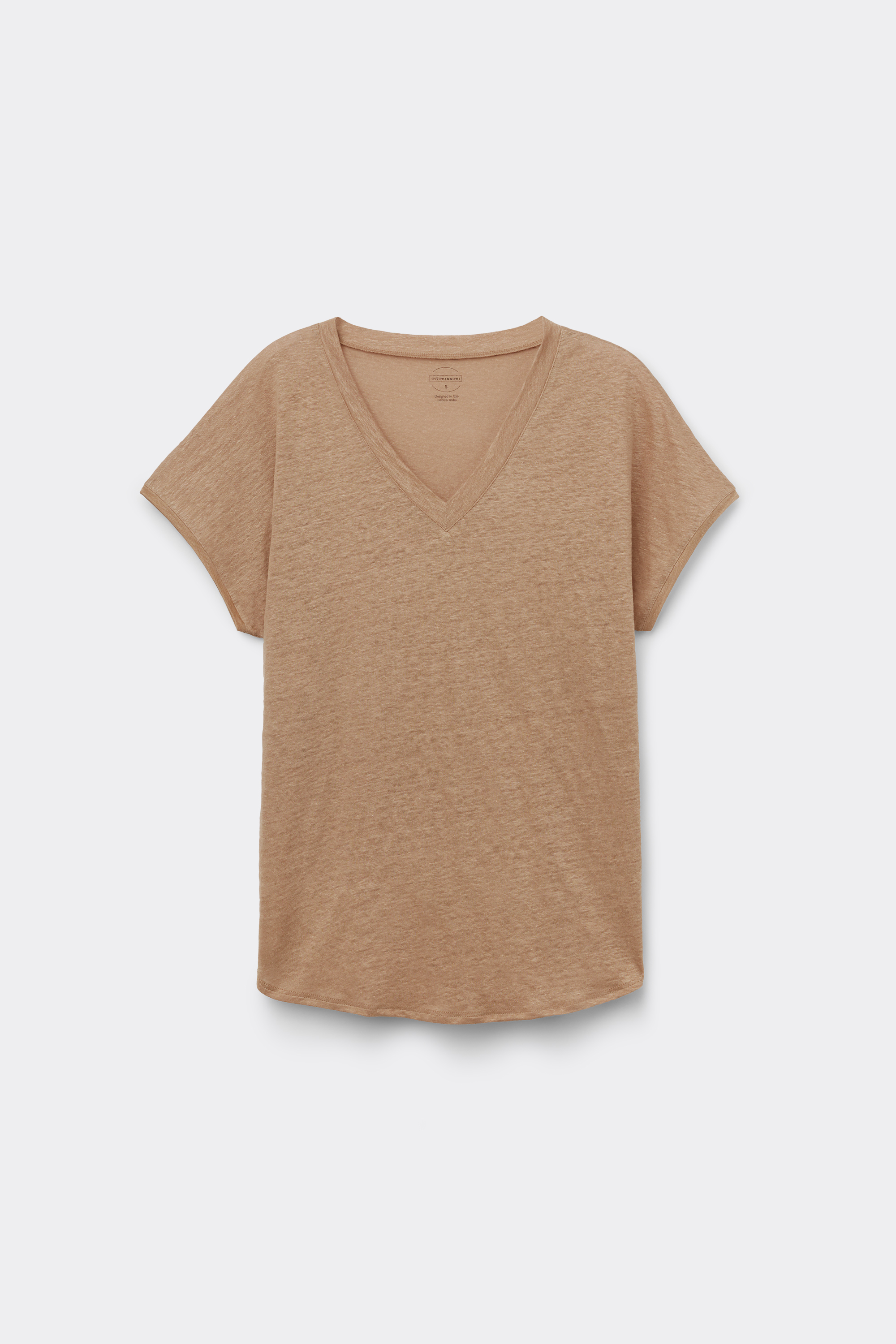 Maglia Manica Corta con Scollo a V in Lino The Pure Linen