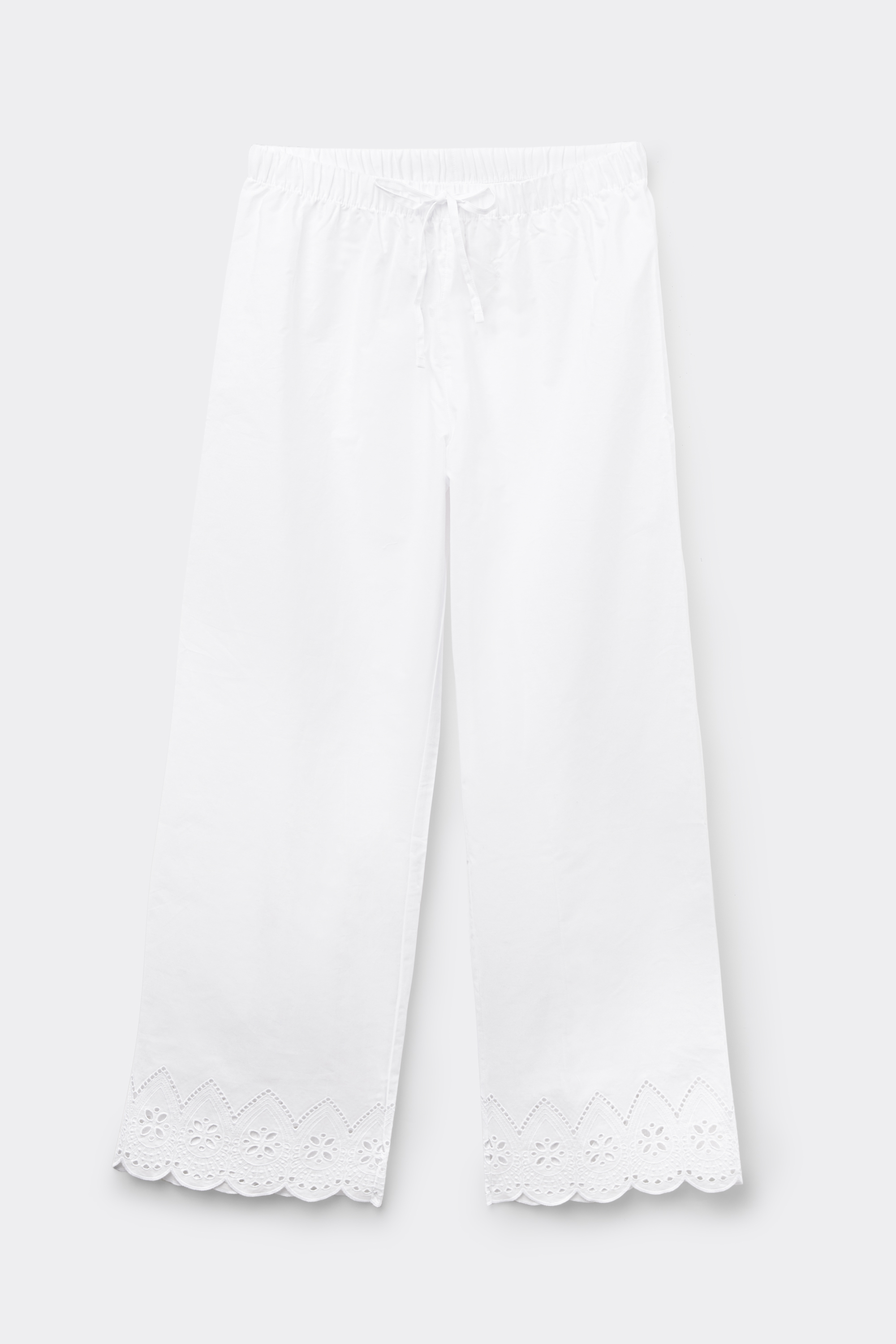 Pantaloni Lunghi in Tela di Cotone Sangallo Made with Love