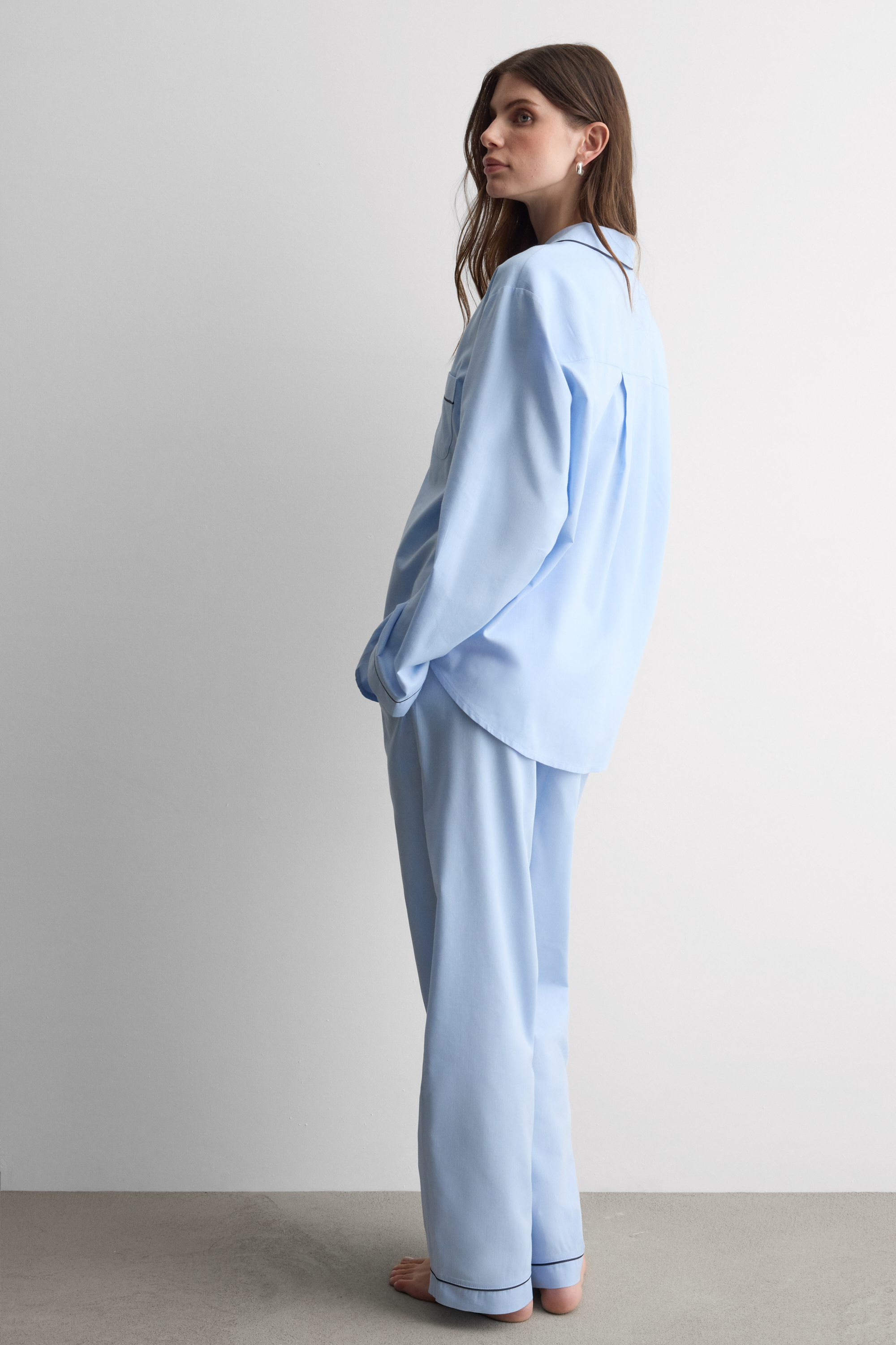 Pigiama Lungo in Cotone e Modal Chambray NI