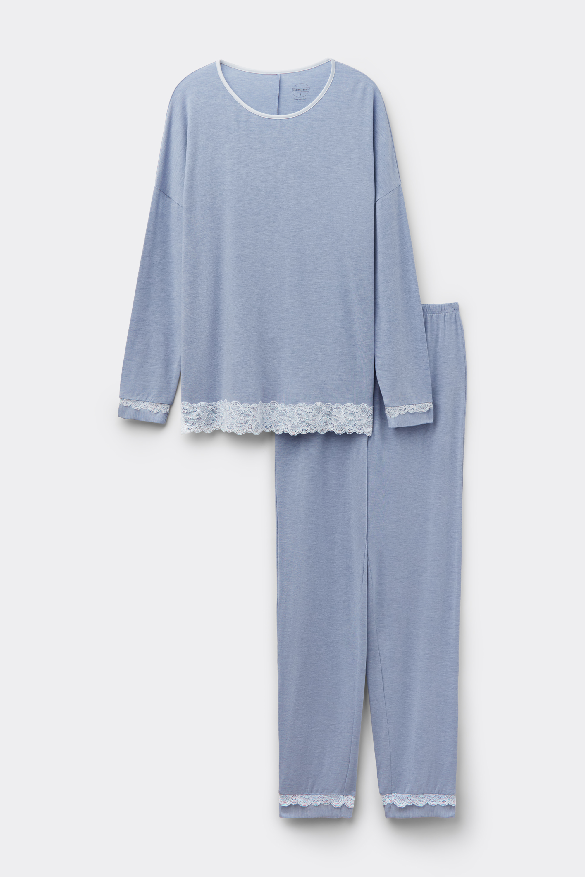 Pigiama Lungo in Modal con Pizzo