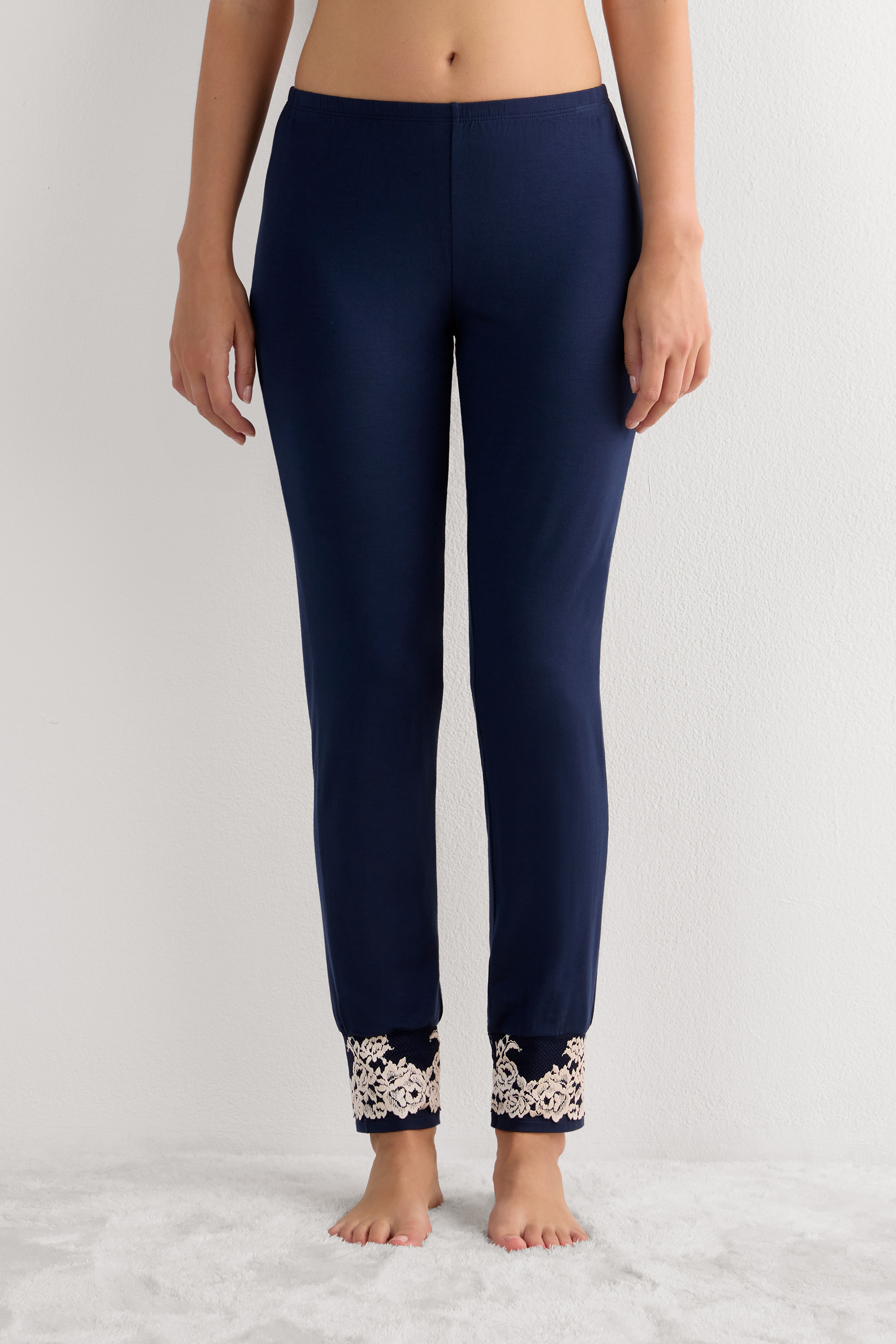 Pantalone Lungo in Modal con Polsino Pretty Flowers