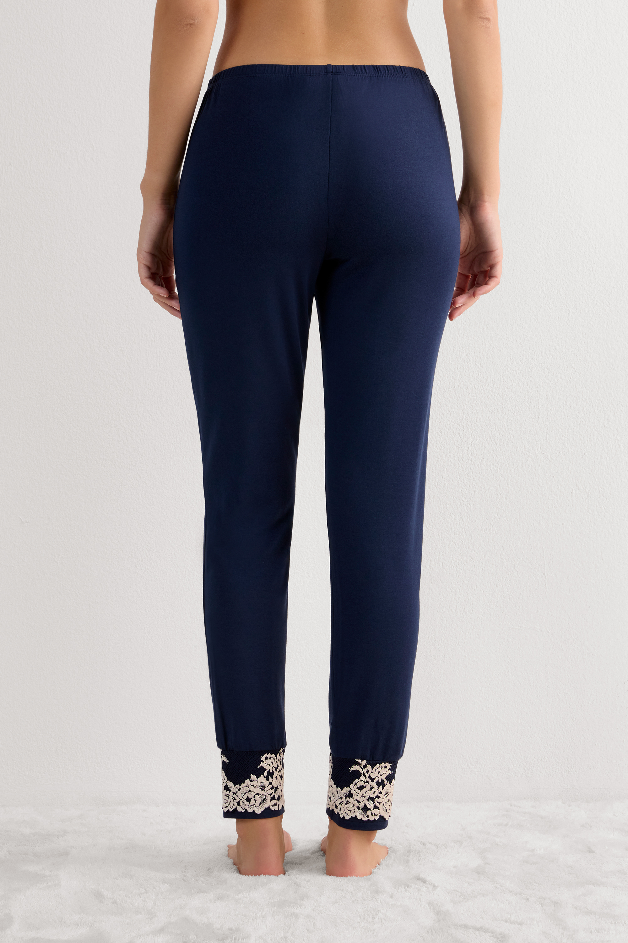 Pantalone Lungo in Modal con Polsino Pretty Flowers