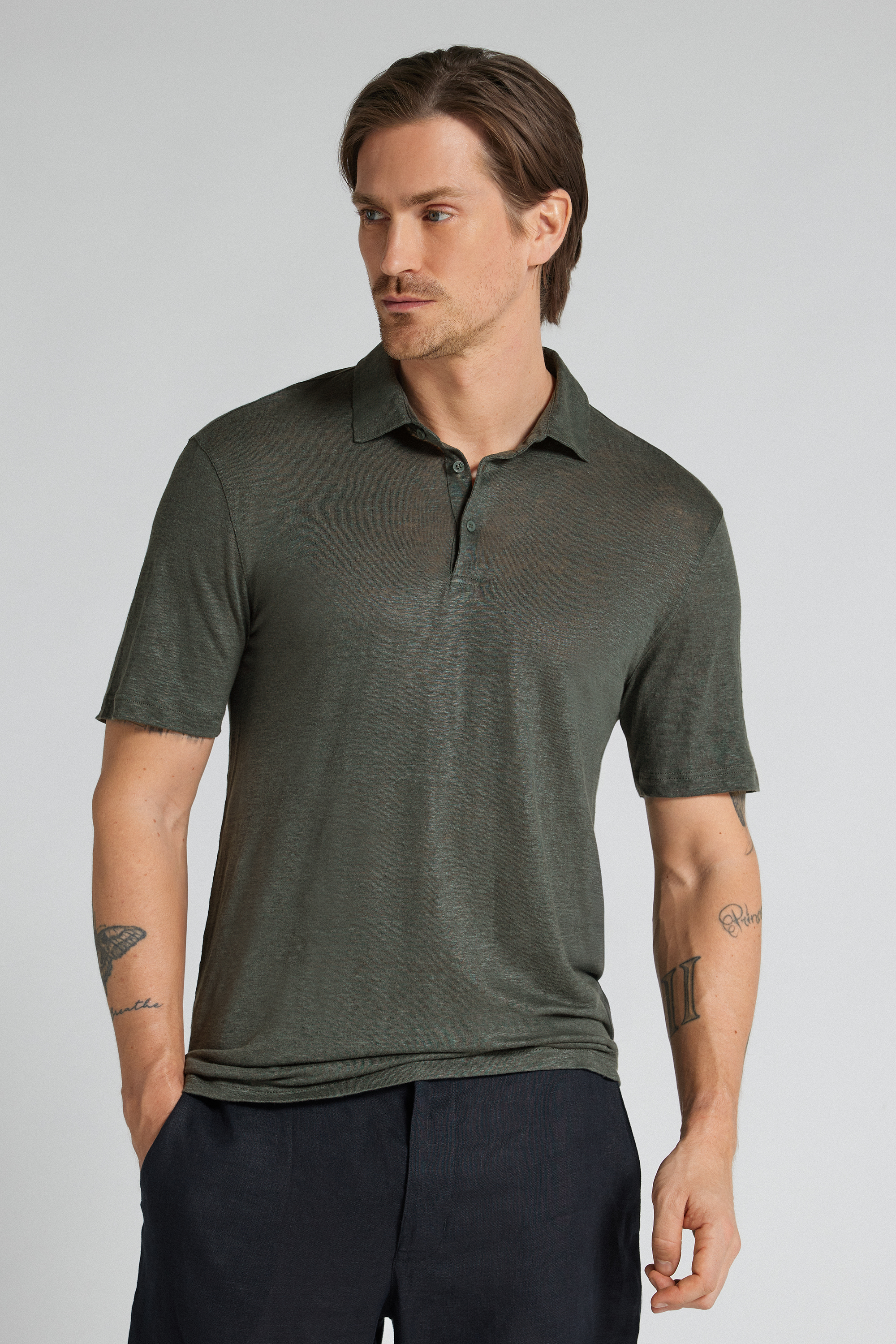 Polo a Manica Corta in 100% Lino Soft