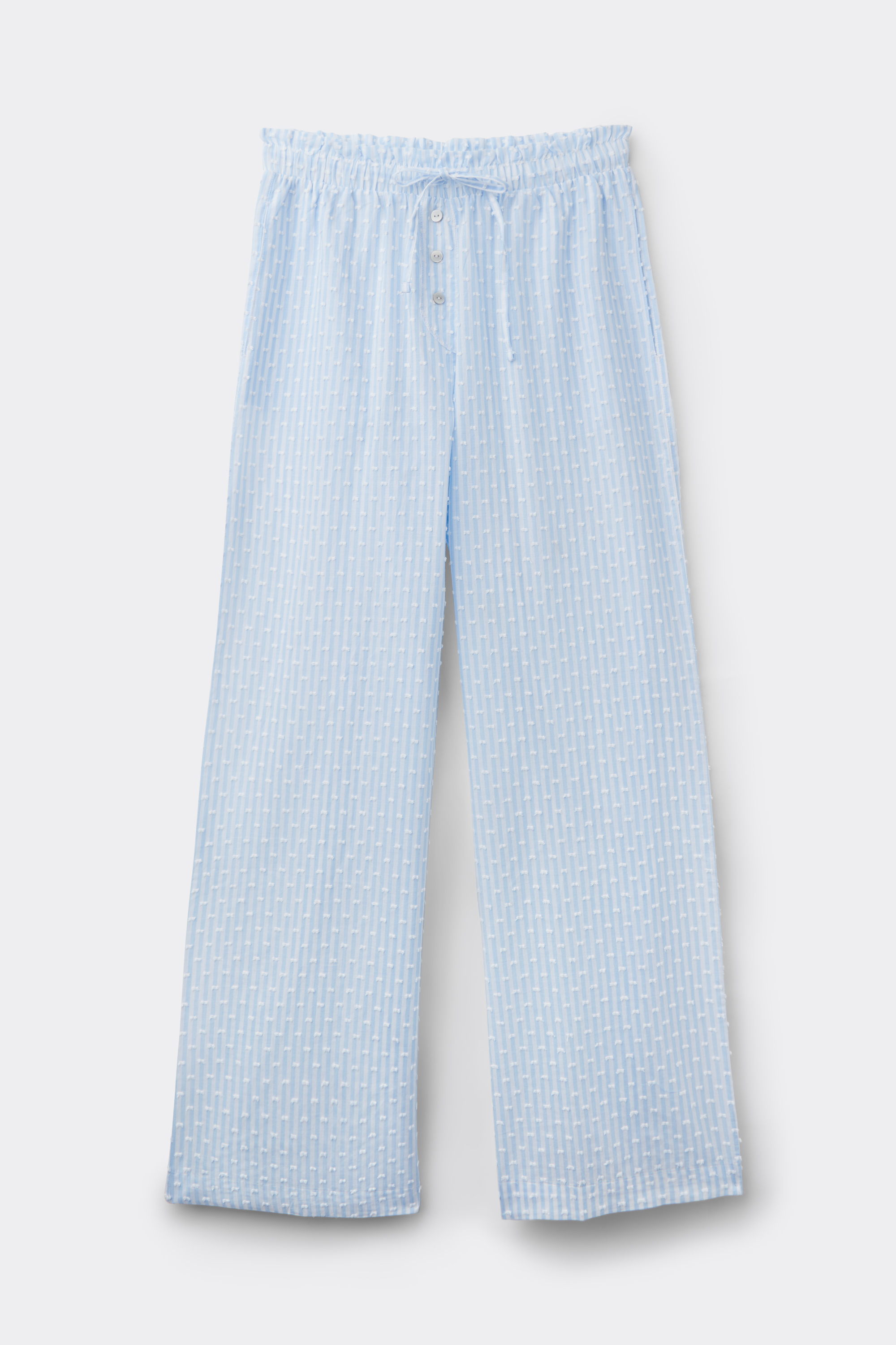 Pantaloni in Tela di Cotone Plumetis Romantic Stripes