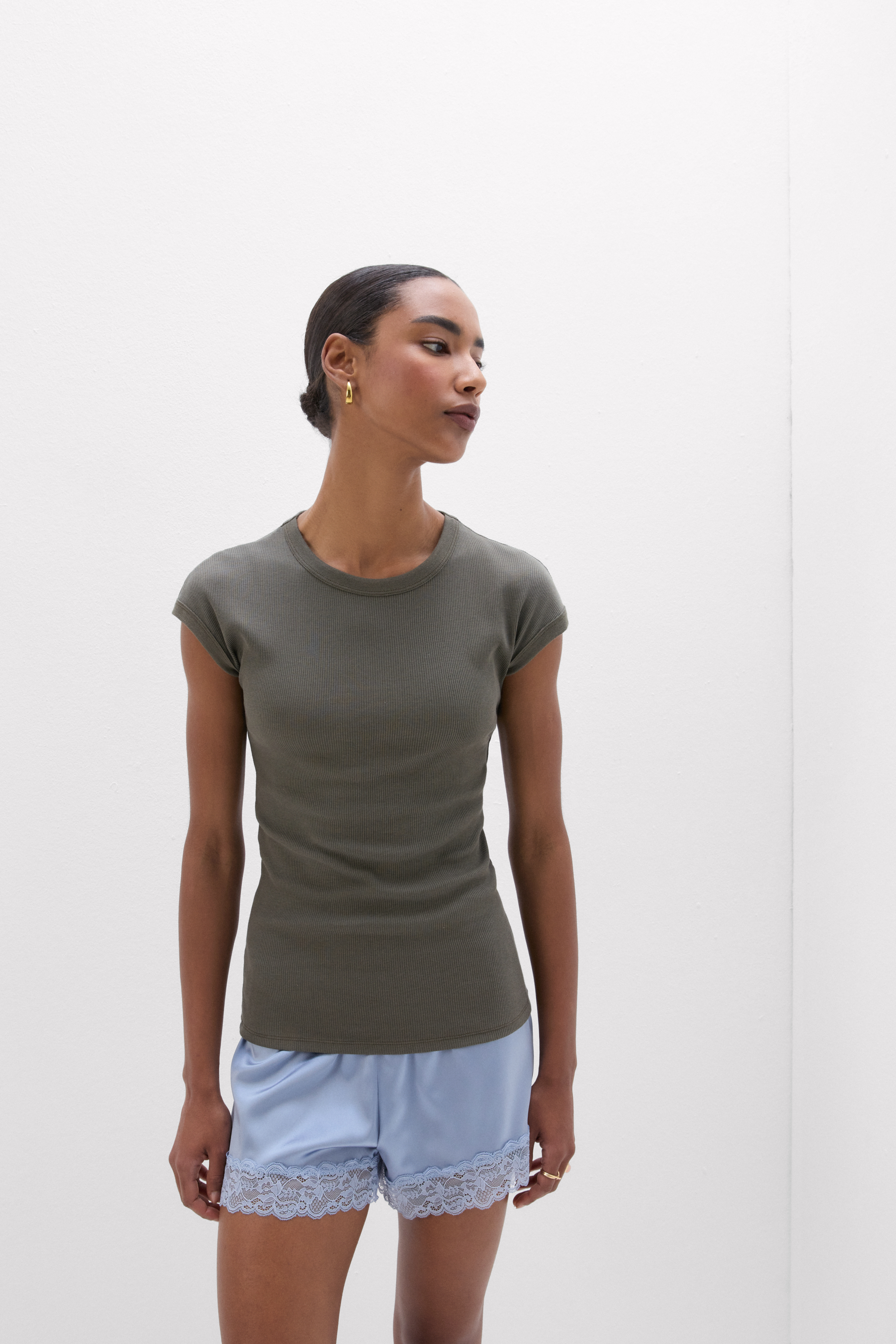 Maglia Manica Corta in Cotone Superior a Costine