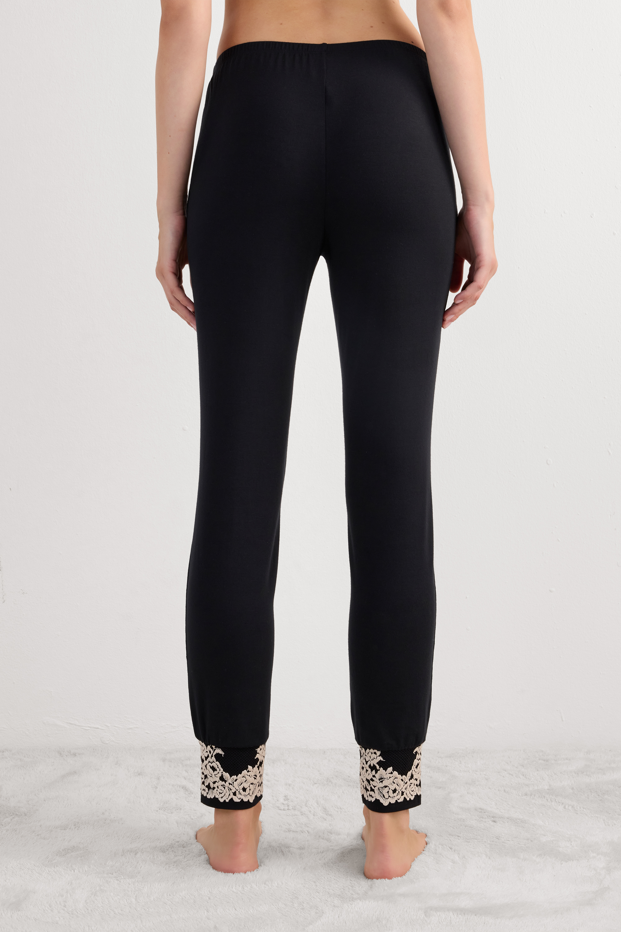Pantalone Lungo in Modal con Polsino Pretty Flowers