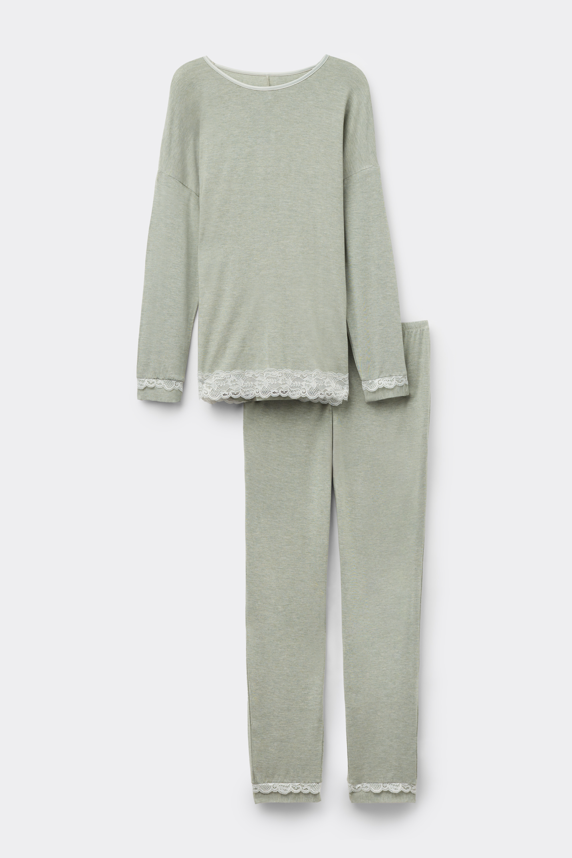 Pigiama Lungo in Modal con Pizzo