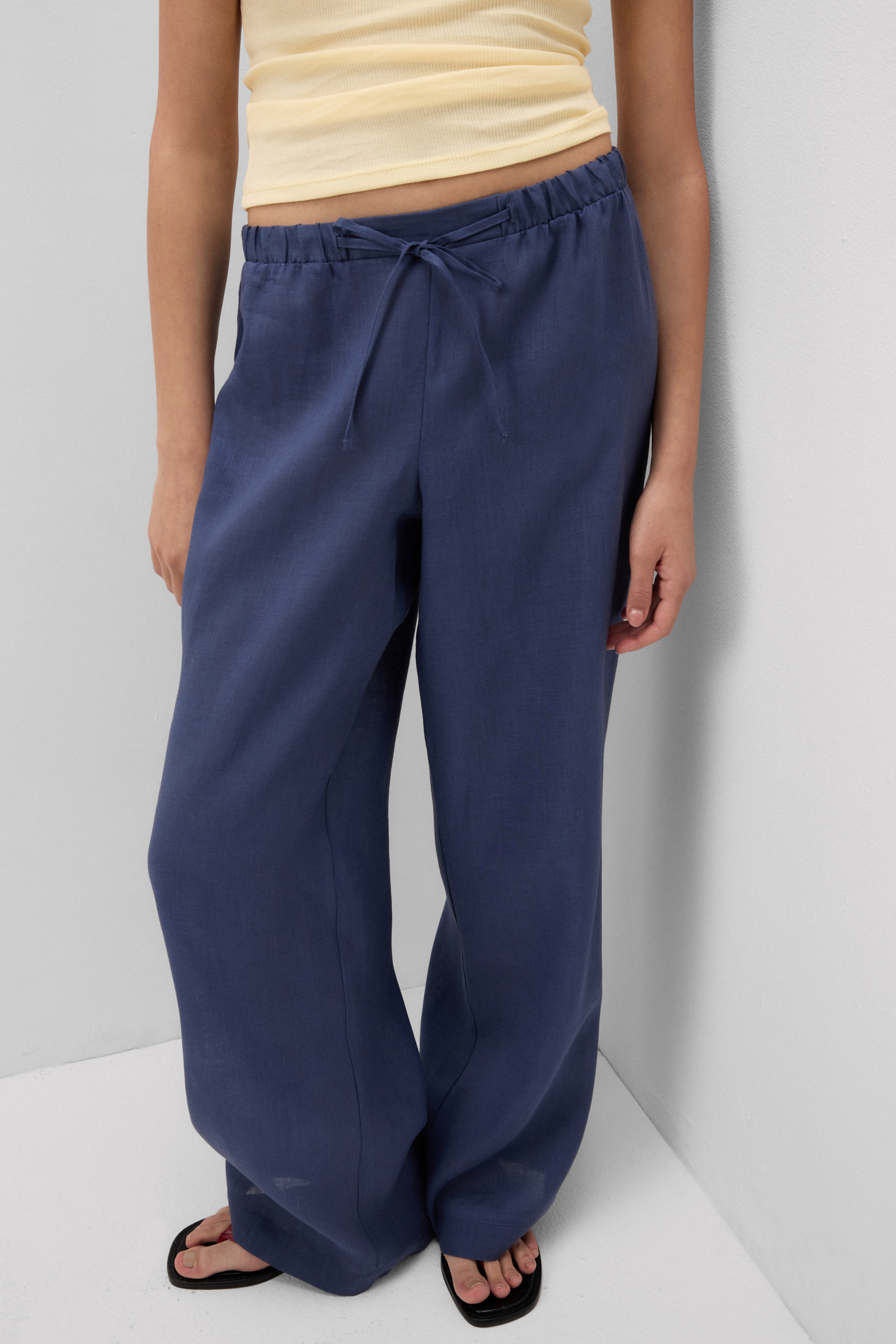 Pantalone Lungo con Coulisse in Tela di Lino The Pure Linen