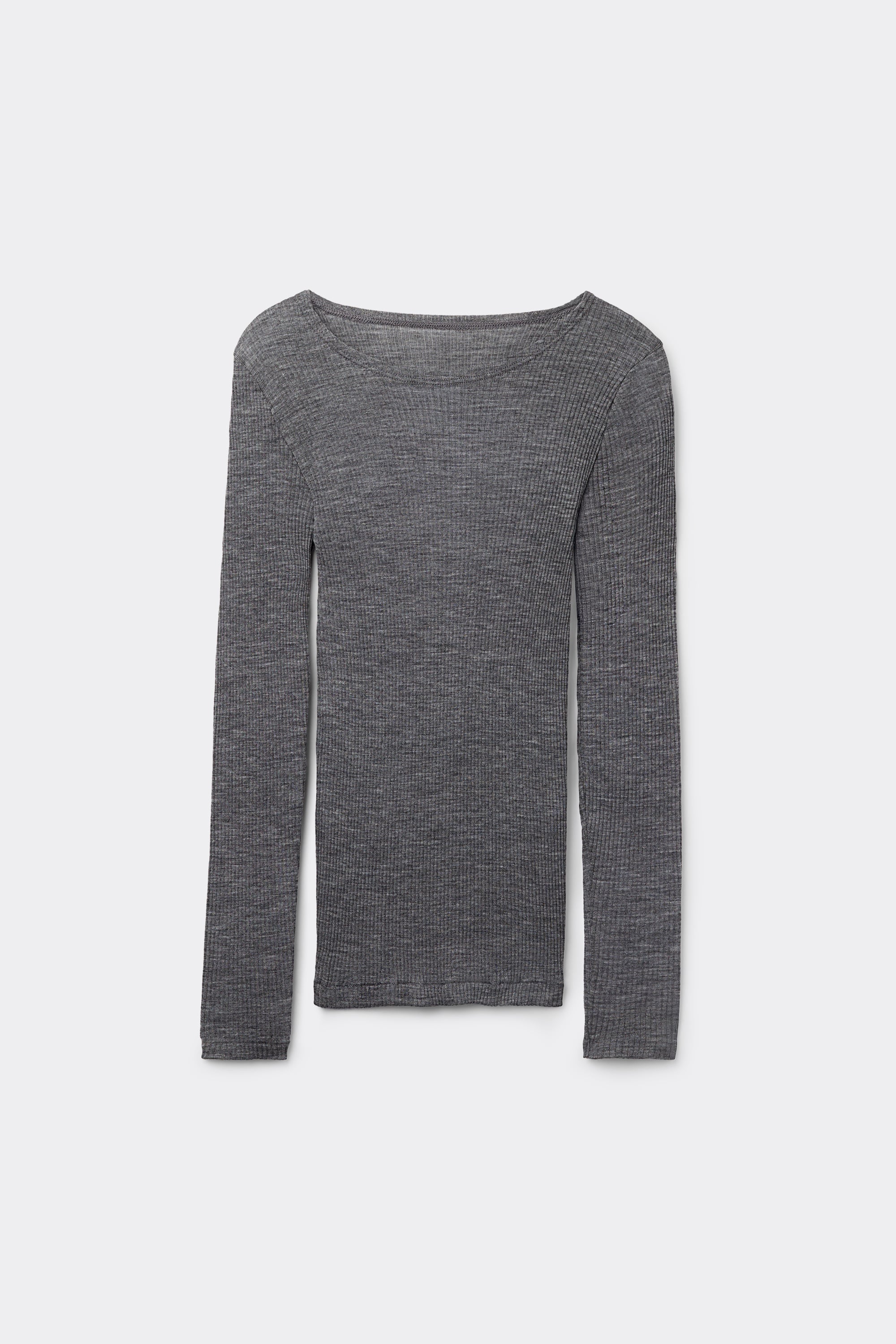 Maglia Manica Lunga a Girocollo Ampio in Lana e Seta