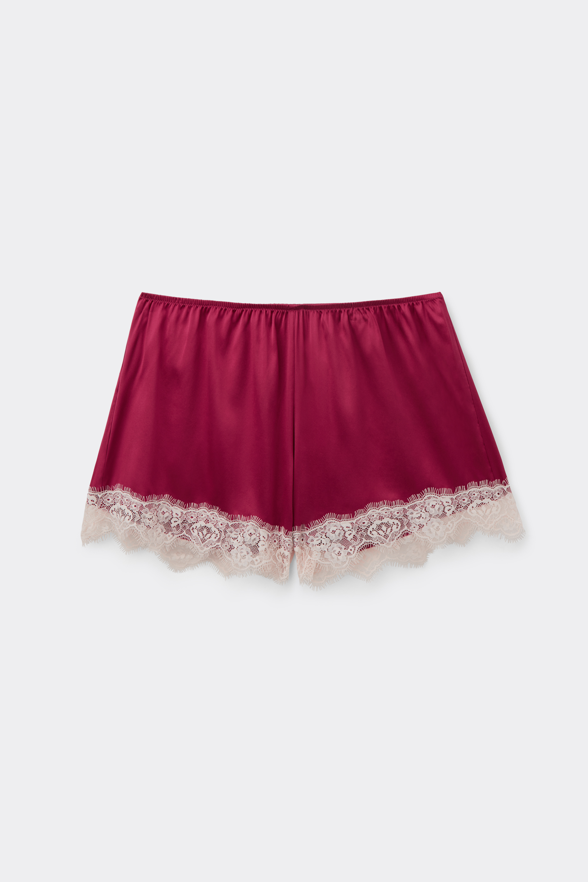 Pantaloncino in Seta con Pizzo a Contrasto