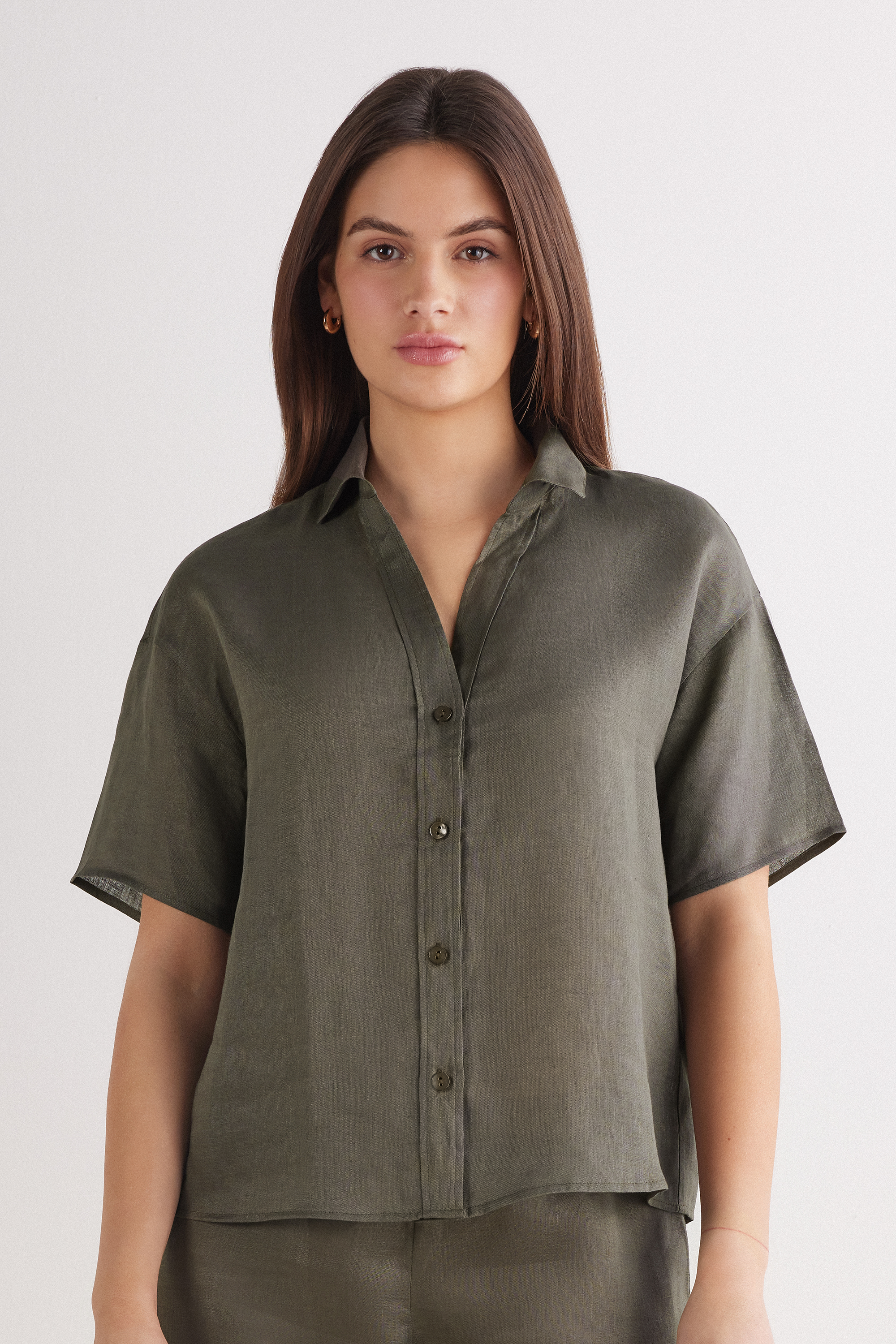 Camicia Manica Corta in Tela di Lino The Pure Linen