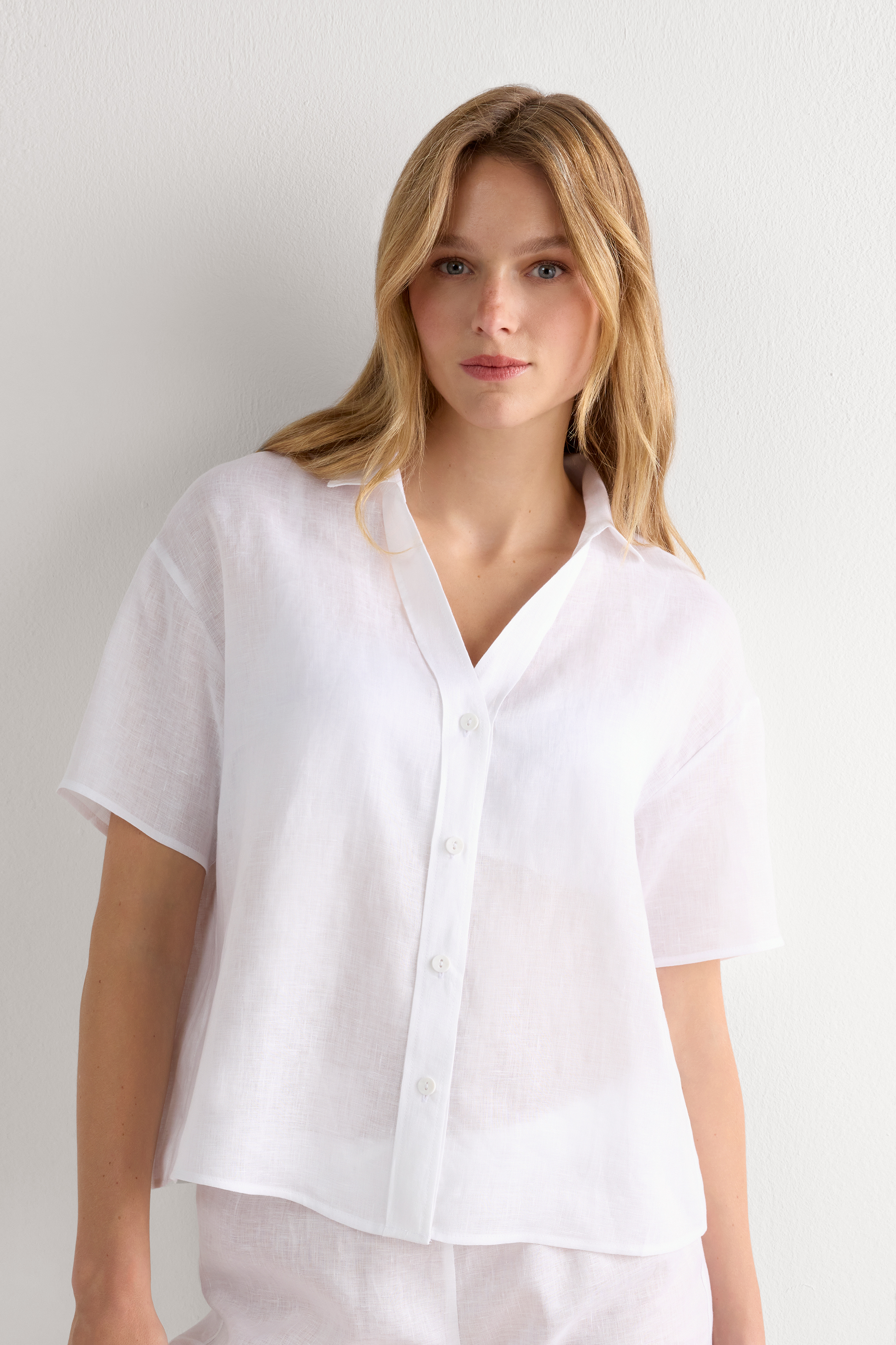 Camicia Manica Corta in Tela di Lino The Pure Linen