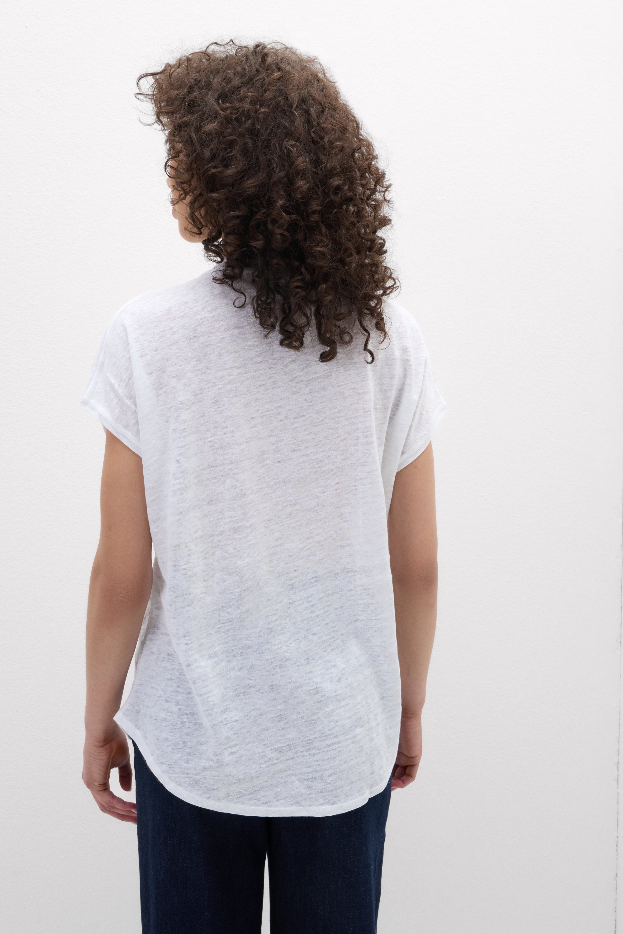 Maglia Manica Corta con Scollo a V in Lino The Pure Linen